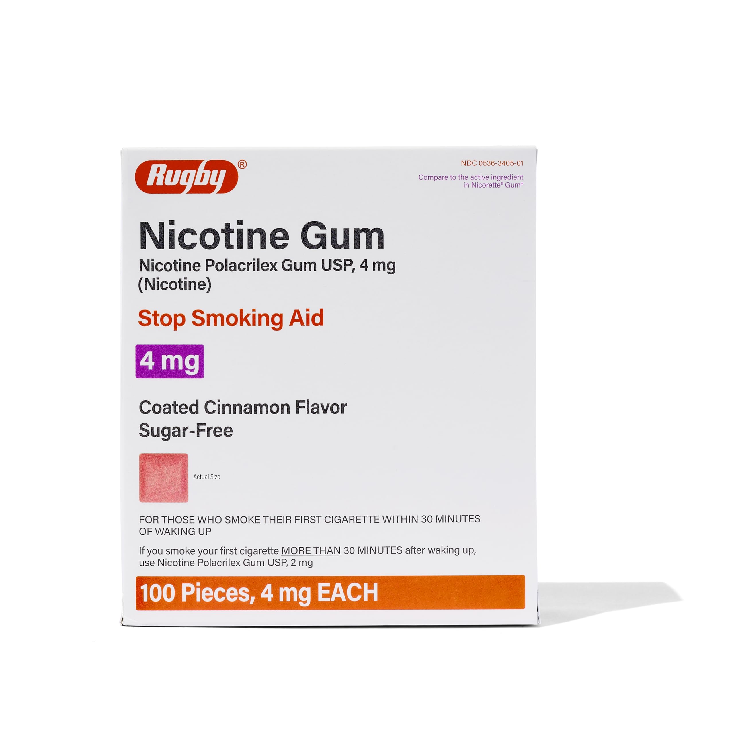 Rugby Polacrilex 4mg Nicotine Gum - Sugar-Free Smoking Cessation Aid to Quit Smoking & Vaping - 100 Count Cinnamon Flavor (3 Pack) - Helps Reduce Cravings & Withdrawal Symptoms at Work, Home or Travel