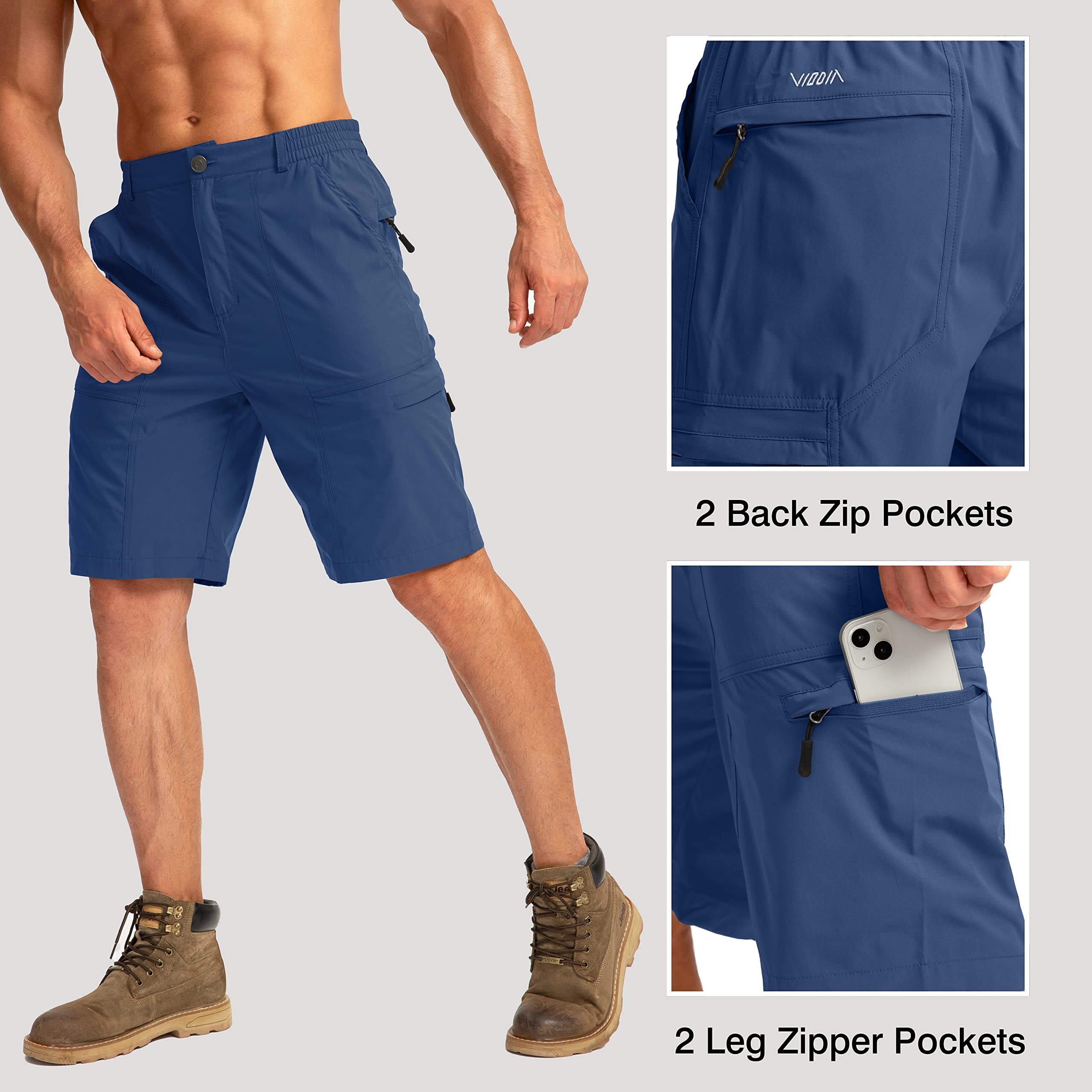 Viodia Men's Quick Dry Lightweight Hiking Cargo Shorts with 6 Pockets - Stretch Outdoor Shorts for Fishing, Golf & Summer Activities | Comfortable & Durable for All-Day Wear