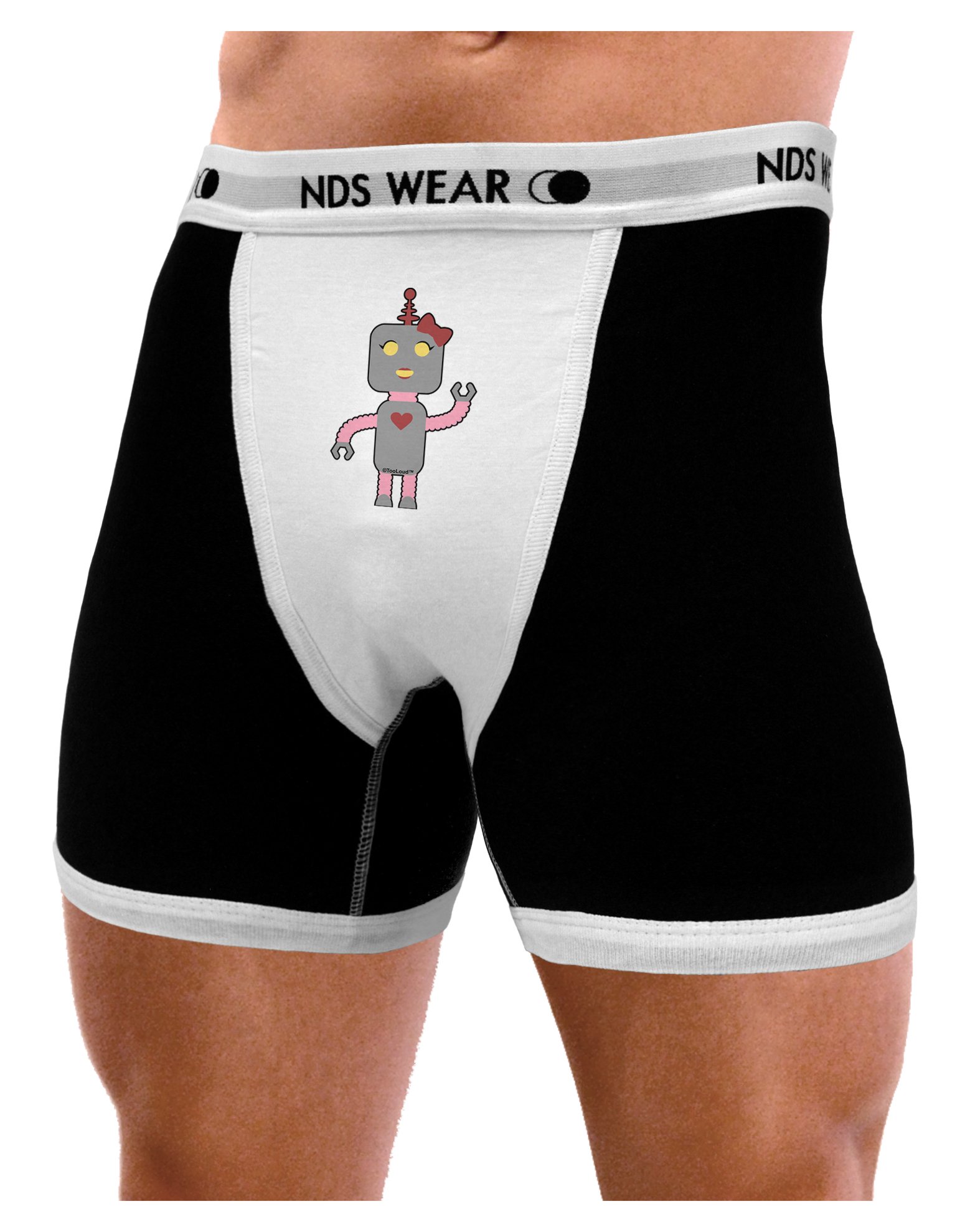 NDS Wear TooLoud Cute Robot Print Boxer Briefs for Men - Comfortable Cotton Underwear for Daily Wear & Gym Workouts