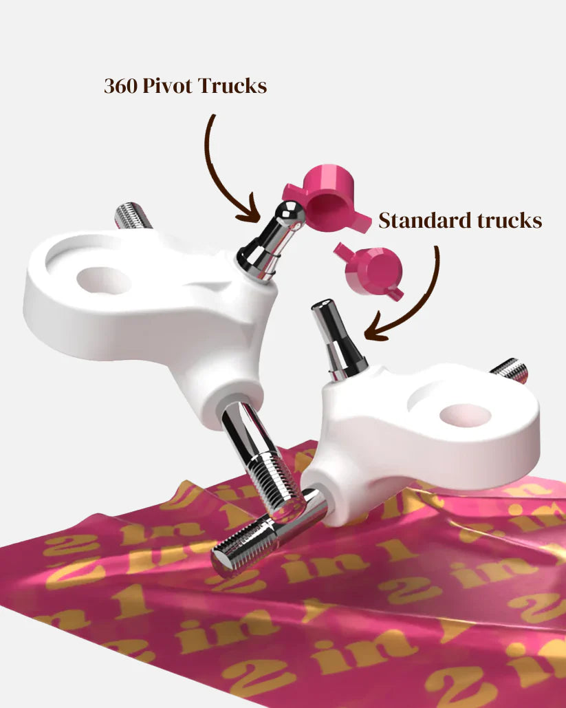 Premium 360 Pivot Skateboard Truck Set - 4 Trucks, 4 Pivot Cups, 8 Bushings, 8 Washers & 4 Lock Nuts - Perfect for Street Skating & Longboard Upgrades