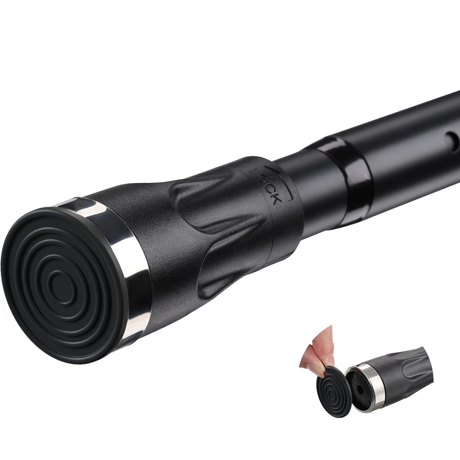 48 to 84 Inch Adjustable Heavy Duty Tension Curtain Rod - Black Shower Curtain Rod for Bathroom, Closet, and Windows - Perfect for Home, Dorm, and RV Use