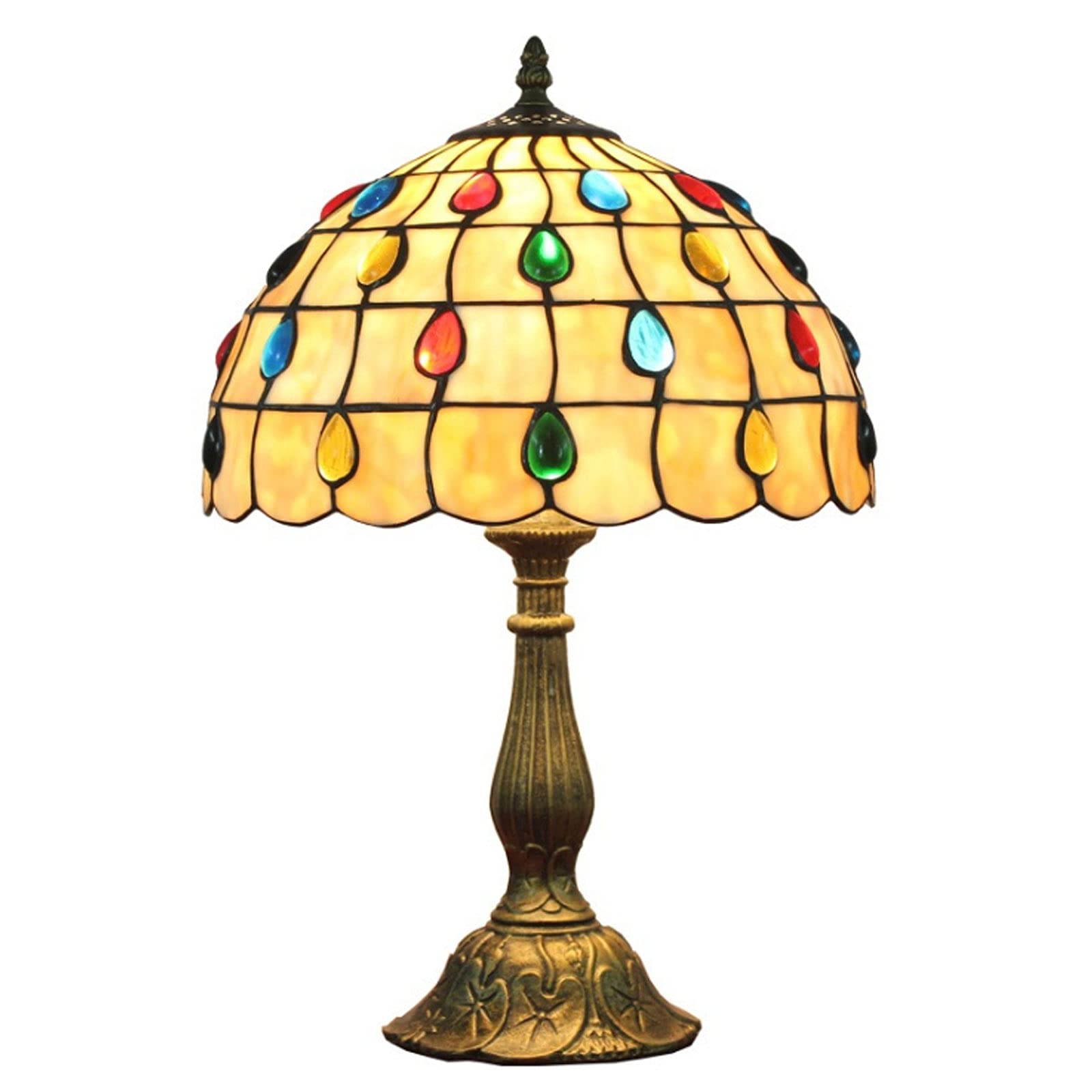 Stylish XYYRYS Handmade Crystal Bead Desk Lamp with Antique Aluminum Base - Vintage Table Lamp for Study, Living Room & Bedside Reading Lighting | Perfect for Home Office, Dorm Room & Nightstand Decor
