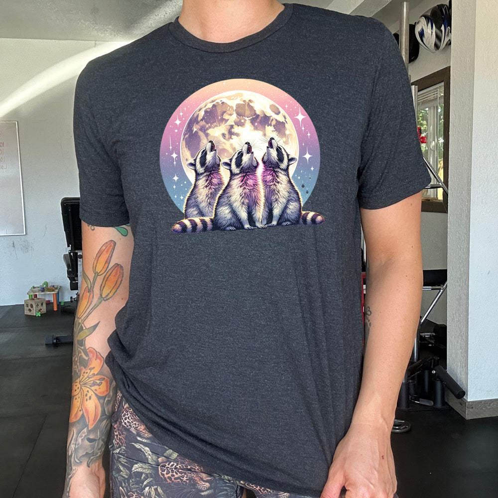 Stylish Raccoon Moon Graphic T-Shirt for Men & Women - Perfect for Casual Wear, Outdoor Adventures, and Animal Lover Gifts