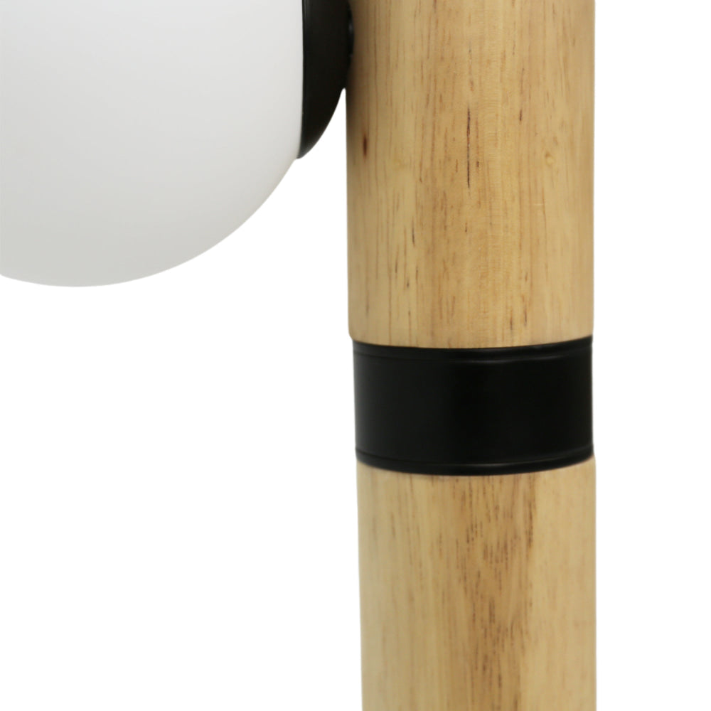 Black and Wood Floor Lamp with Metal Base - Modern Standing Light for Living Room, Bedroom & Office - Adjustable Height & Warm Ambient Lighting