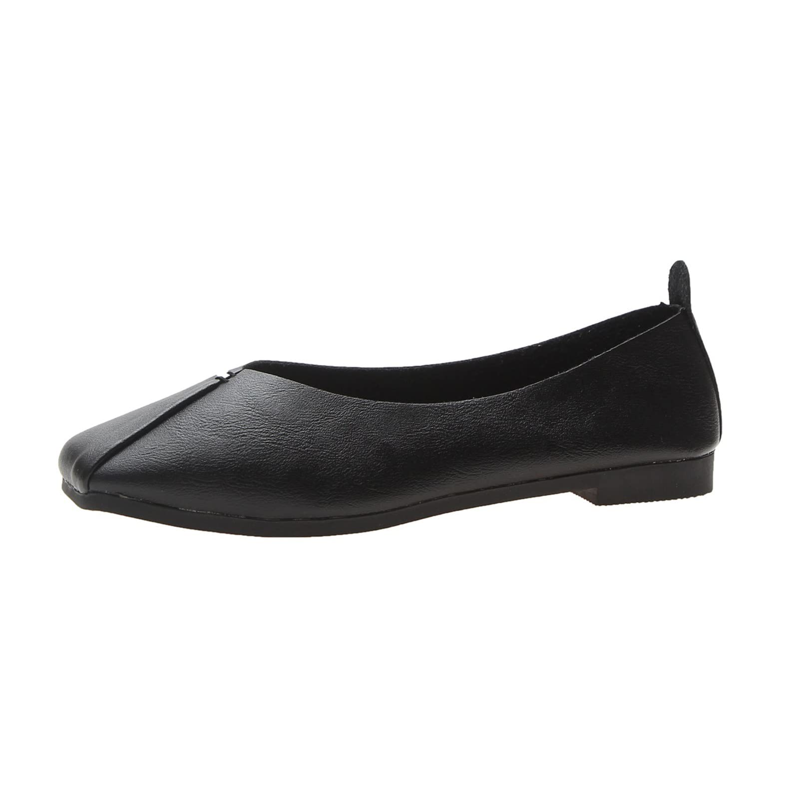 Women's Soft Leather Slip-On Loafers - Comfortable Ballet Flats with Square Toe & Low Heel for Work, Office & Casual Wear | Breathable & Lightweight Walking Shoes for Women