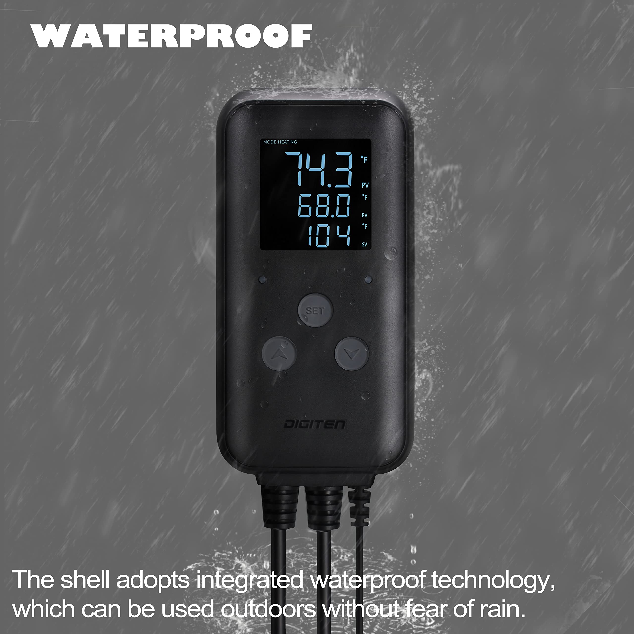 DIGITEN DTC310 Digital Waterproof Temperature Controller - 10A Thermostat for Aquarium, Greenhouse, Seedling Heat Mat - Precise Temperature Control for Indoor/Outdoor Use