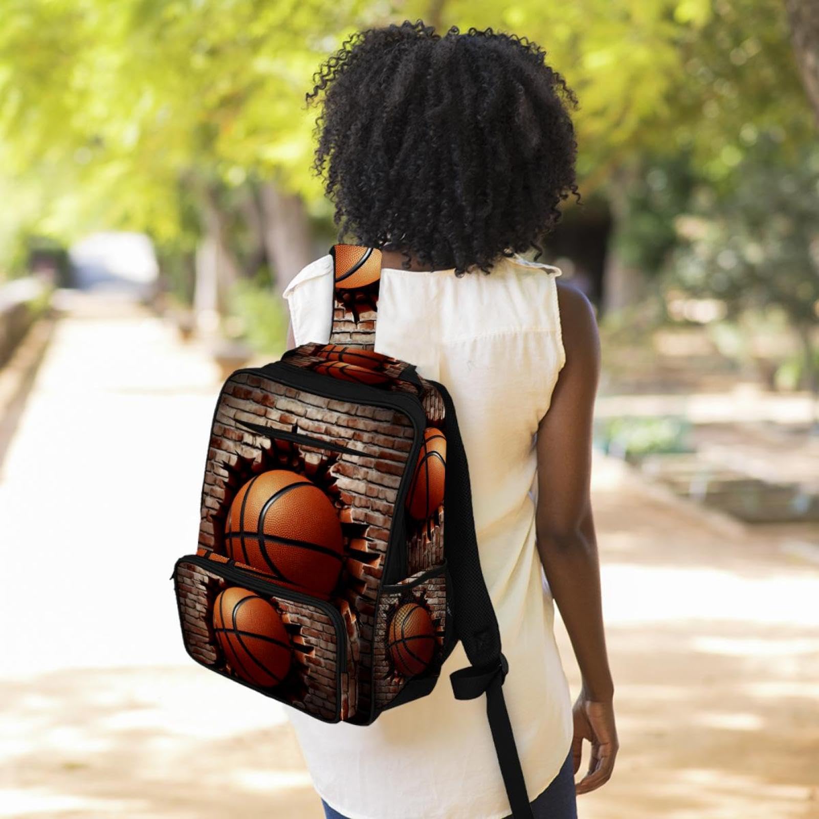 Men's & Women's Travel Backpack - Durable Ball Basketball Wall Texture Design - Perfect for Hiking, Gym, Work & School