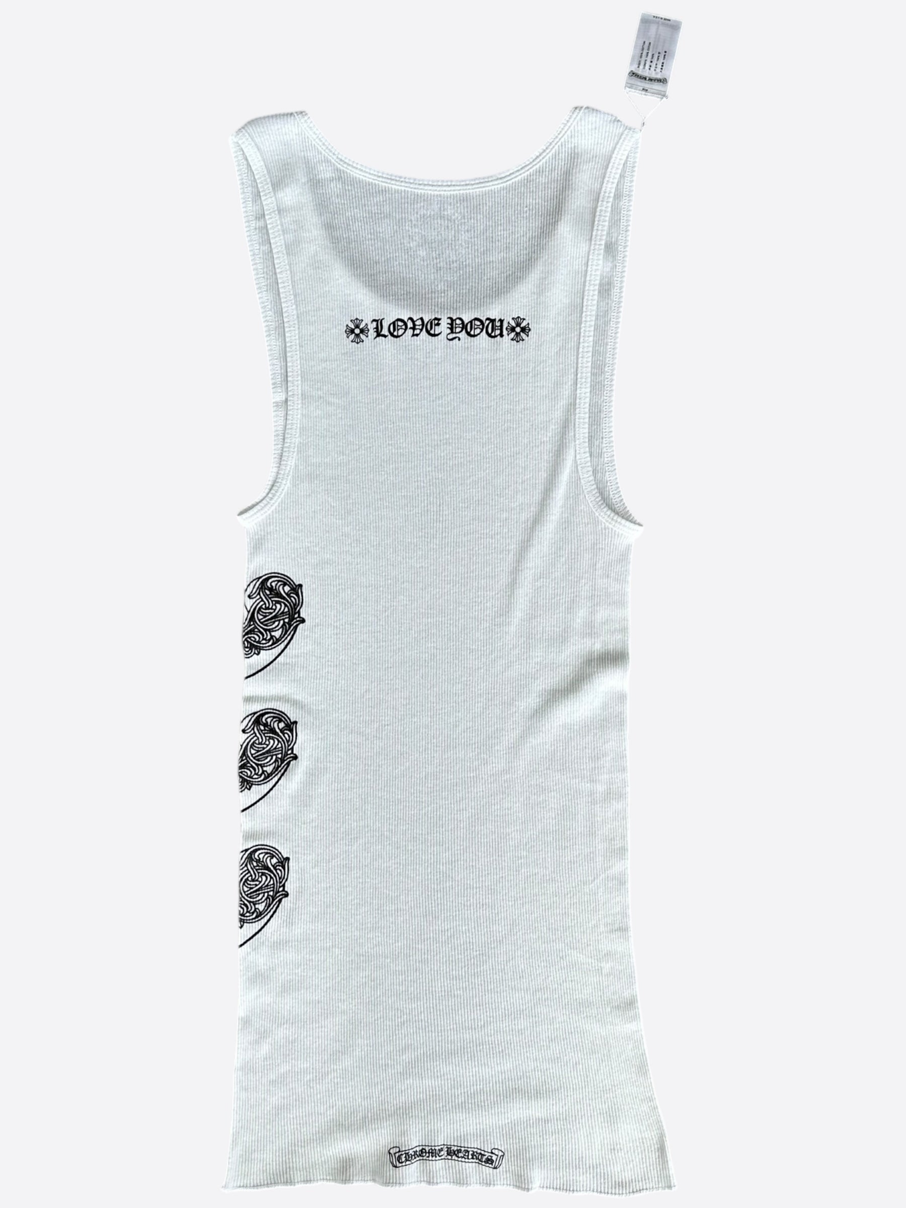 Chrome Hearts Love You Tank Top - White & Black Graphic Print, Vintage Style, Unisex Streetwear for Casual Outfits & Summer Fashion