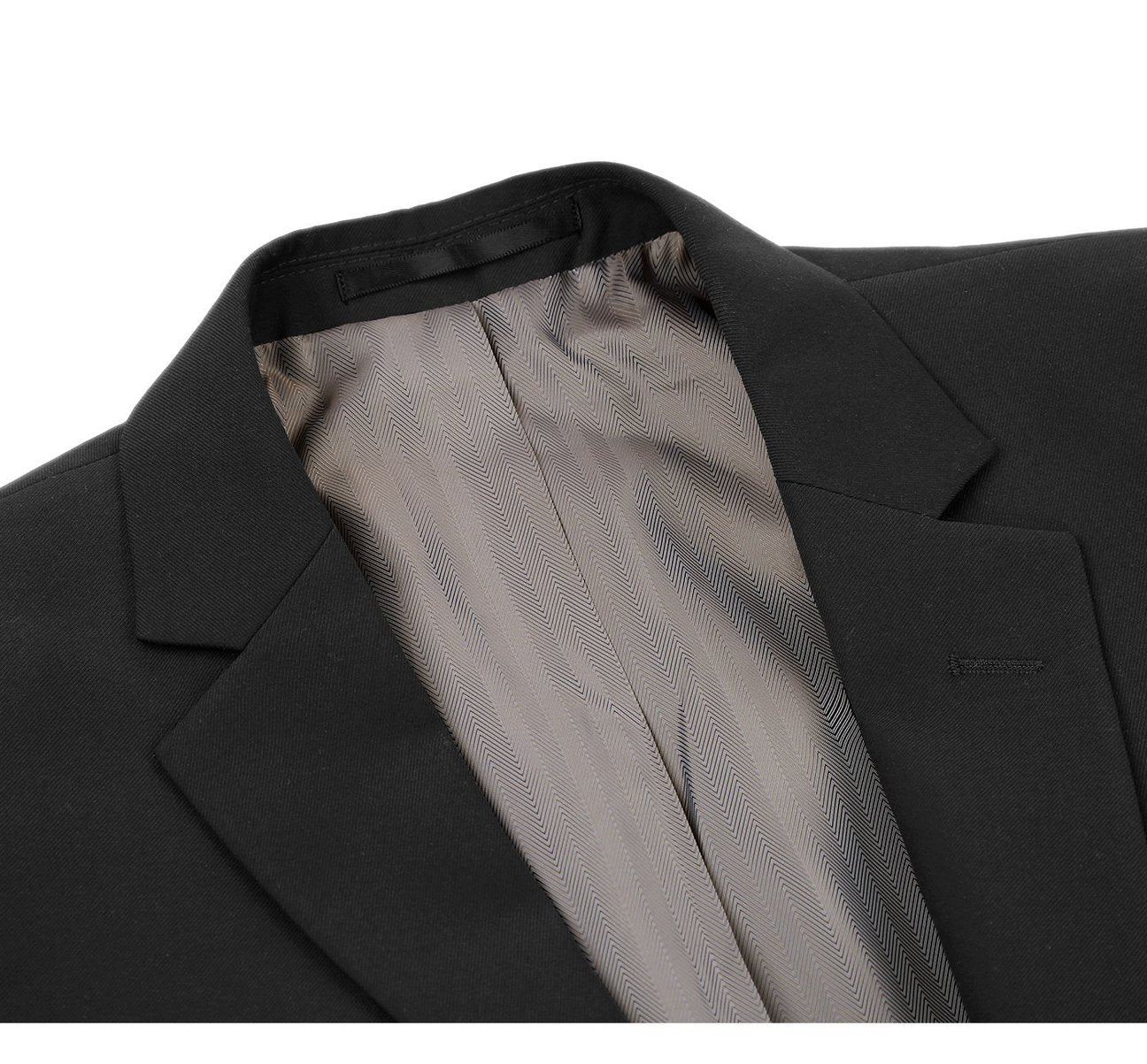 Alessandro Vitello by Renoir Black 2-Piece Slim Fit Notch Lapel Wool Suit for Men | Formal Business Attire & Wedding Outfit | Premium Italian Wool Blend