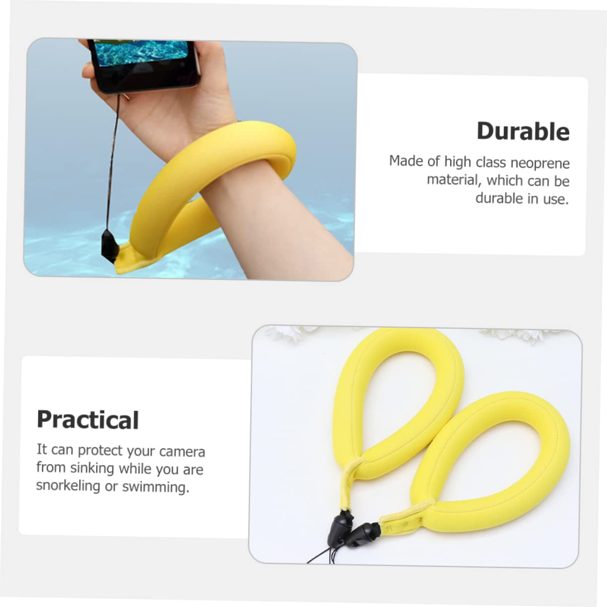 **KONTONTY Multi-Function Camera Float Wrist Strap - Waterproof & Durable for DSLR, Mirrorless, Action Cameras - Perfect for Swimming, Kayaking, Beach & Outdoor Photography (Yellow)**