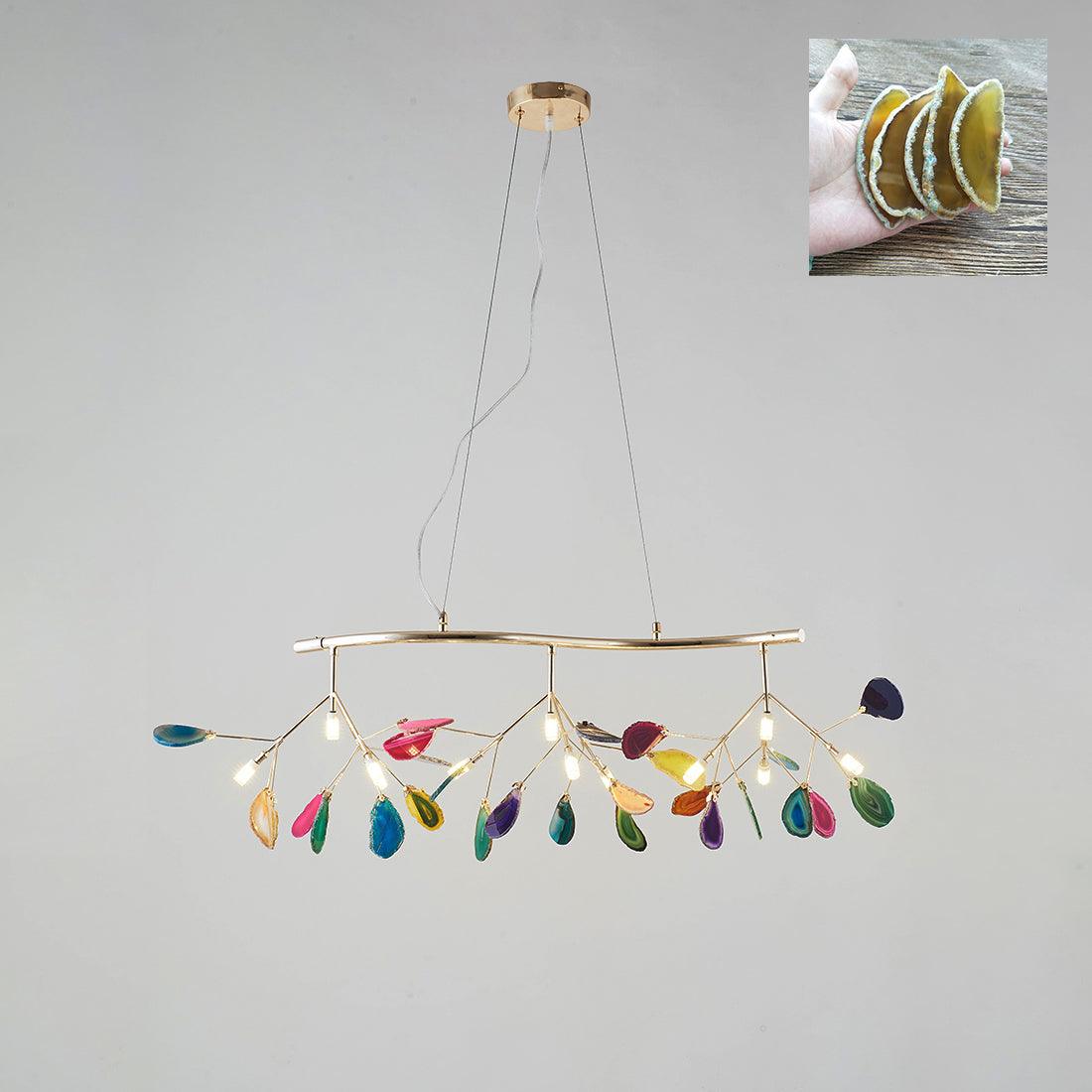 Exquisite Agate Flake Crystal Chandelier - Elegant Handcrafted Lighting Fixture for Dining Room, Living Room, or Bedroom Decor