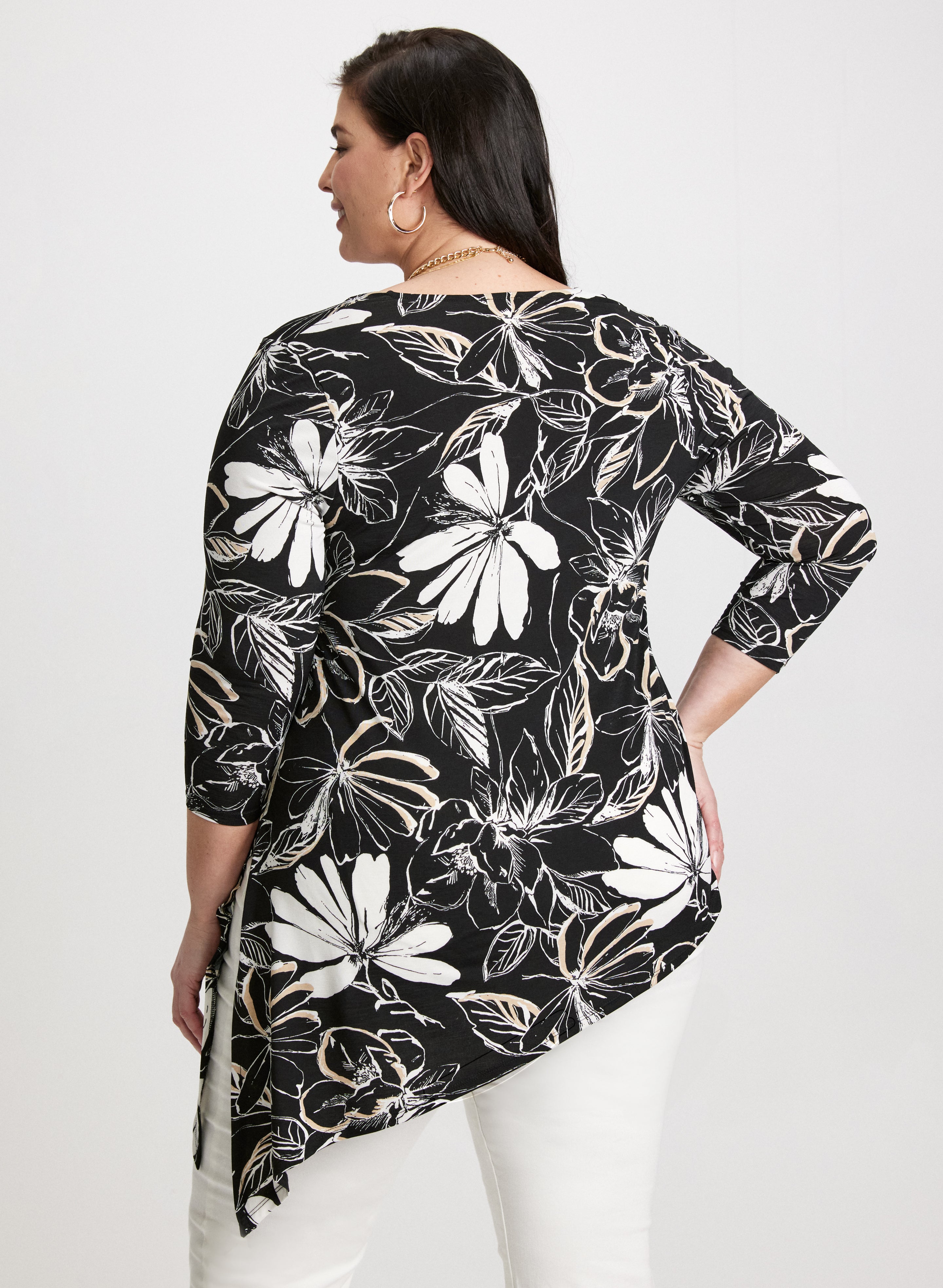 Floral Print Tie Hem Blouse - Women's Fashion Tops for Casual Outings & Summer Wear