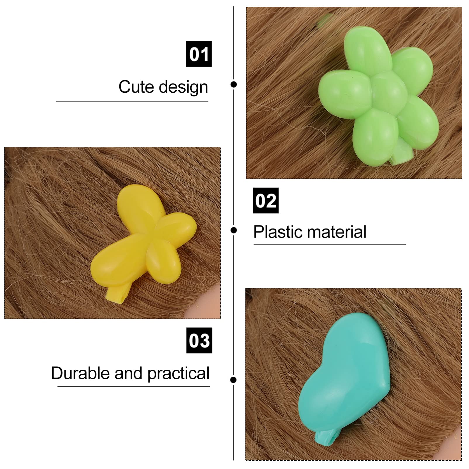 FRCOLOR 50pcs Toddler Hair Clips for Girls - Plastic Self-Hinge Barrettes, Kids Hair Accessories with Cute Cartoon Designs (Bow, Butterfly, Heart, Flower) - Random Colors - Perfect for School, Parties & Daily Hairstyles