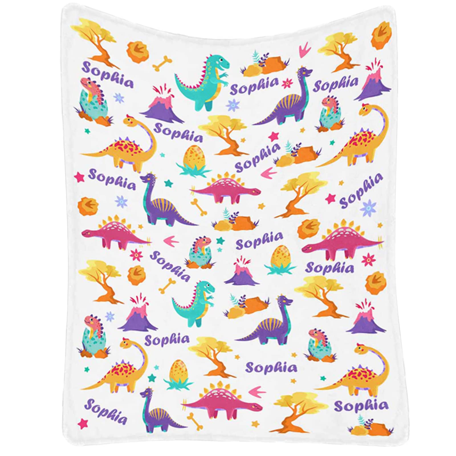 Personalized Dinosaur Fleece Blanket for Kids & Toddlers - Custom Name Baby Throw Blanket for Boys & Girls - Soft 40