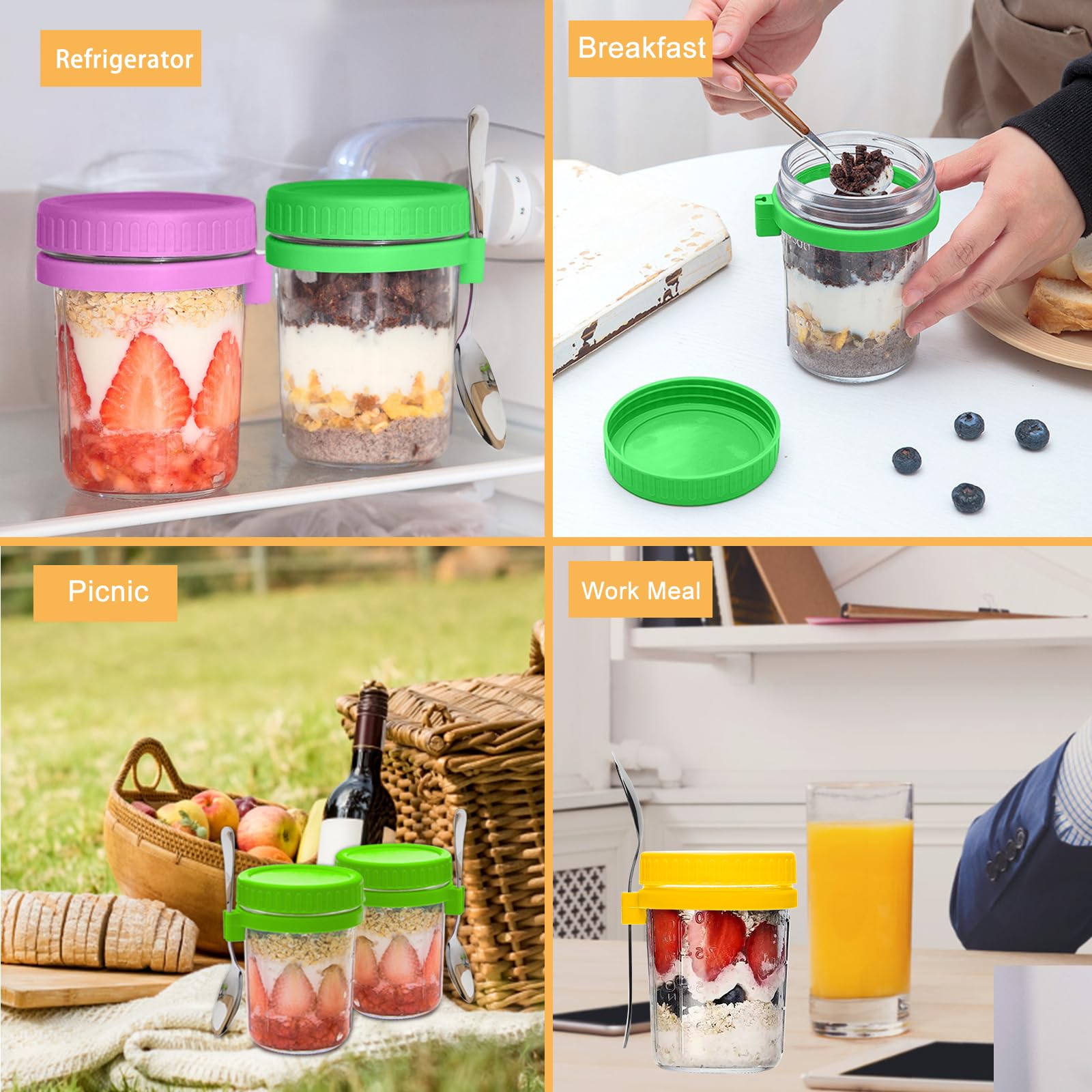 16 oz Mason Jars with Lids - 12 Pack Airtight Glass Containers for Overnight Oats, Yogurt, Pudding & Salad Dressing | Perfect for Meal Prep, DIY Gifts, Wedding Favors & Party Decor | BPA-Free Reusable Storage Jars for Kitchen & Pantry Organization