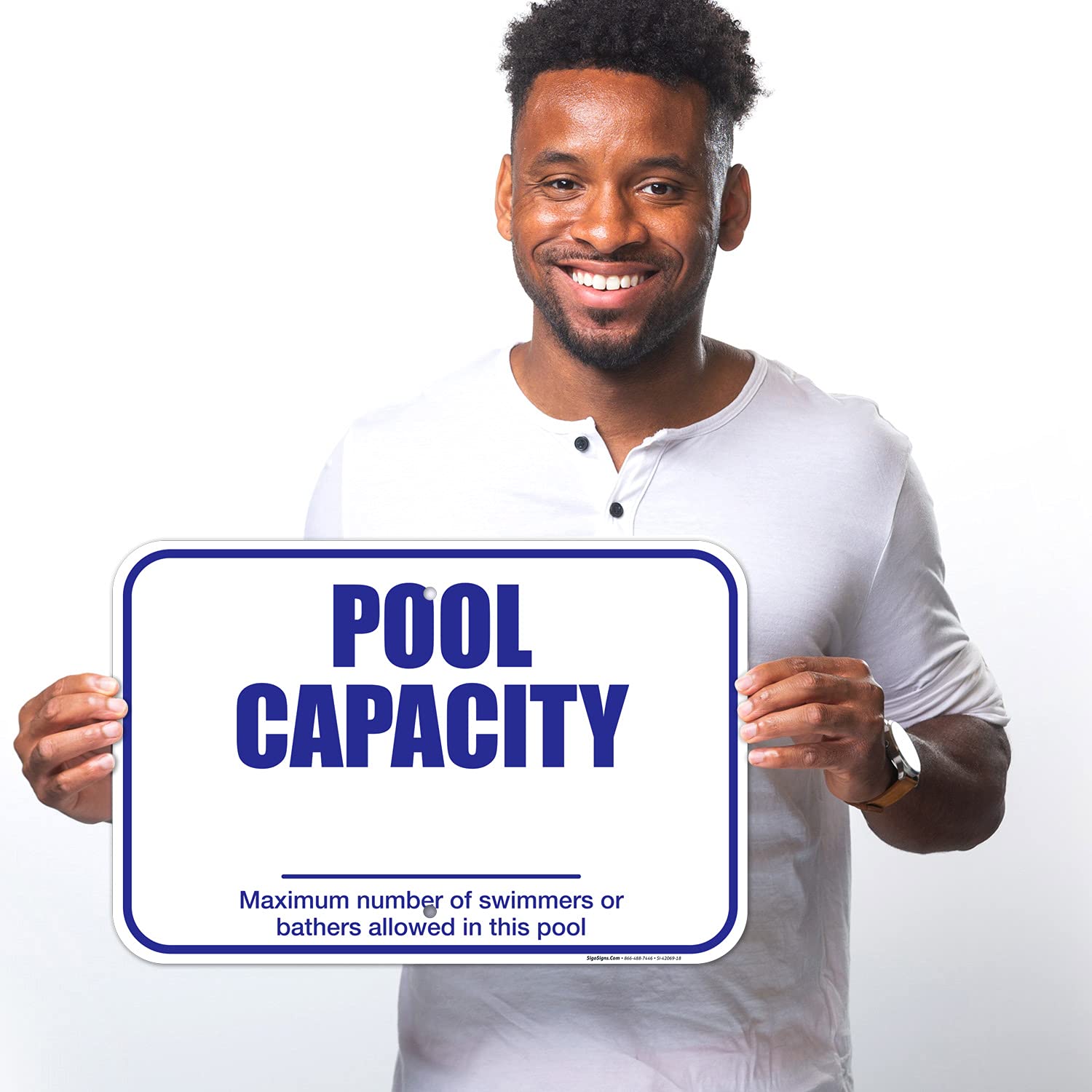 Pool Capacity Sign 12x18 Inches - 55 Mil Thick HDPS (High Density Polystyrene) - Durable Waterproof Safety Sign for Swimming Pools - Made in USA - Perfect for Public Pools, Water Parks & Backyard Swimming Areas