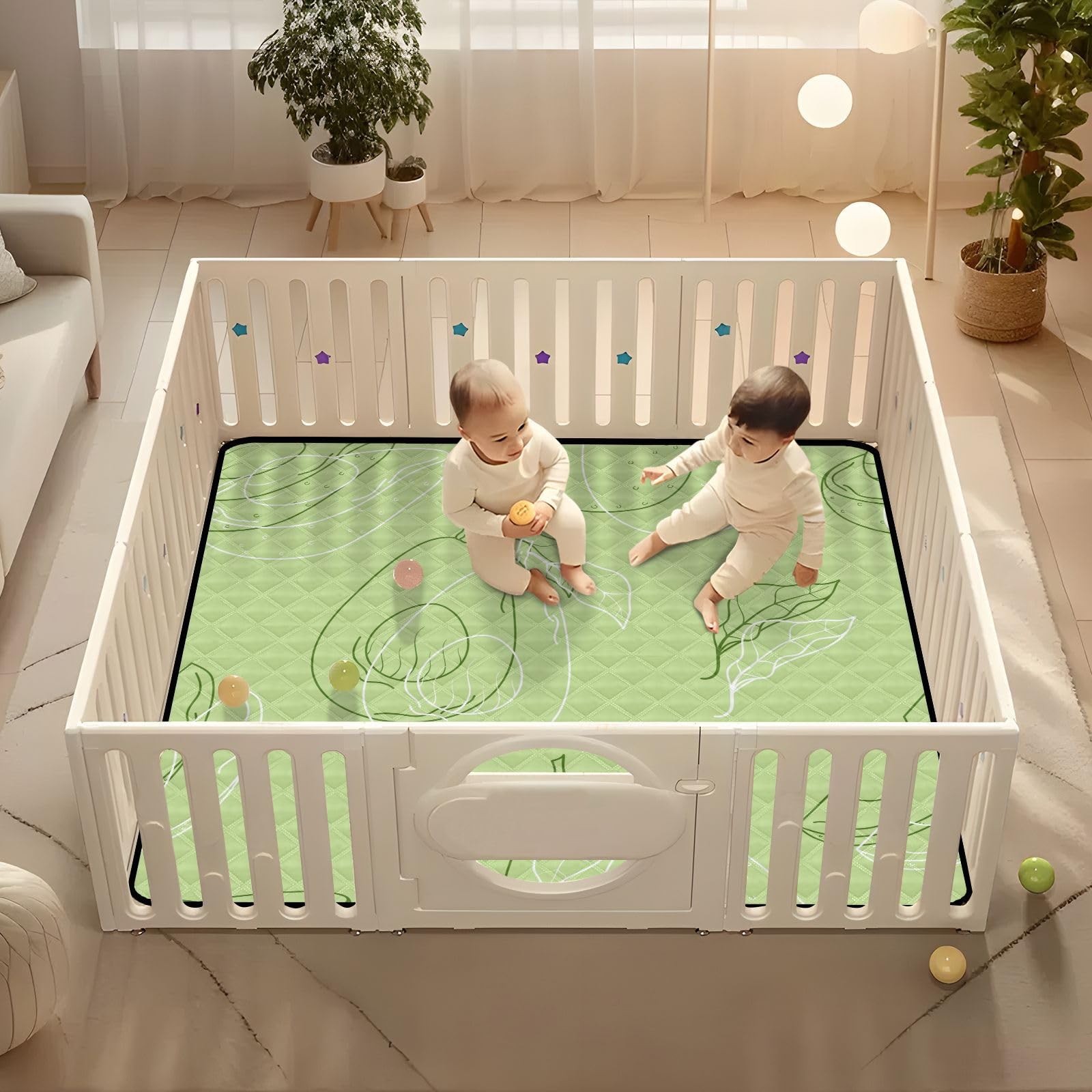 Non-Slip Avocado Play Mat for Babies - 50'' x 50'' Large Soft Activity Mat for Infants & Toddlers - Waterproof Cute Fruit Design for Indoor & Outdoor Use - Perfect for Playroom, Nursery, Daycare or Picnic