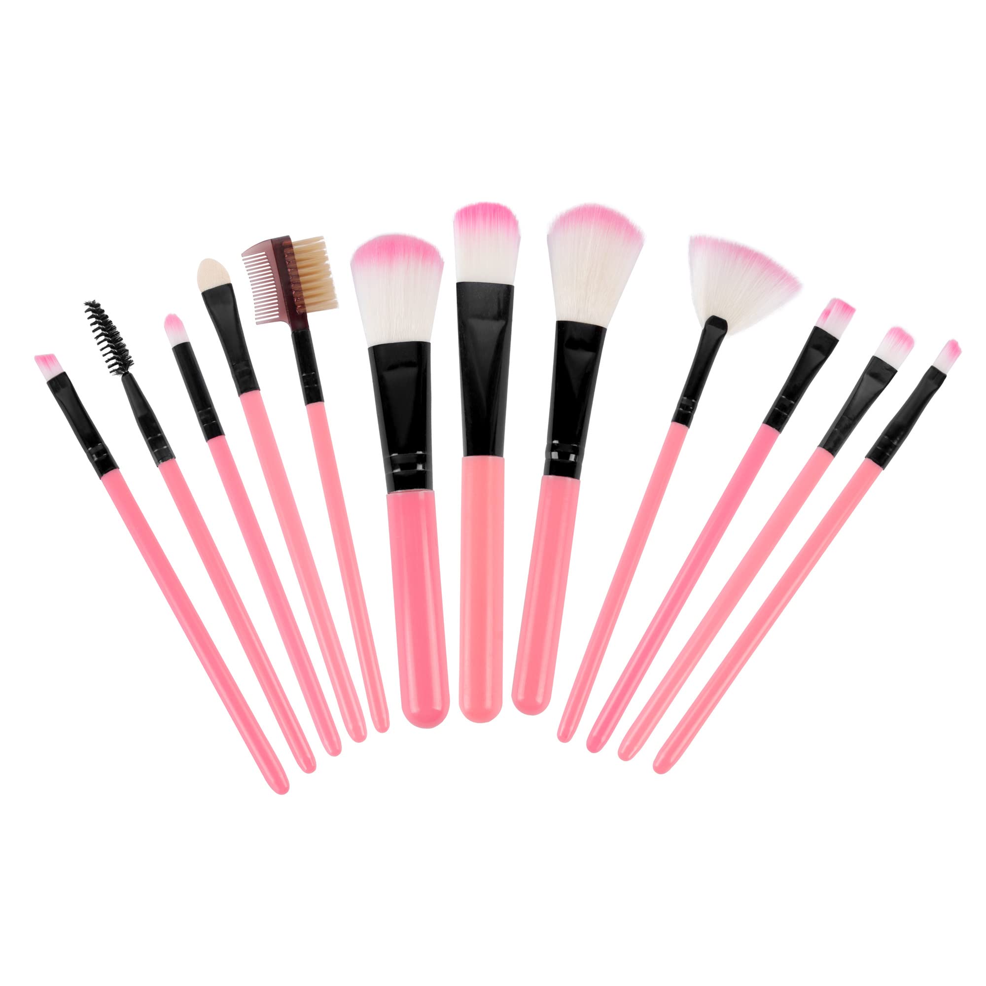Premium Synthetic Makeup Brushes Set - 12-Piece Professional Cosmetic Brush Kit with Travel Case (Pink) | Perfect for Makeup Artists, Beginners & On-the-Go Beauty Touchups