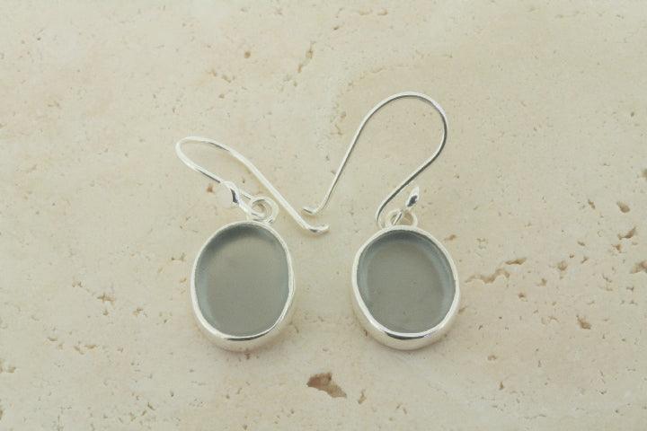 Handmade Grey Oval Sea Glass Earrings - Natural Beach Glass Jewelry for Women - Perfect for Beach Weddings, Boho Fashion & Everyday Wear