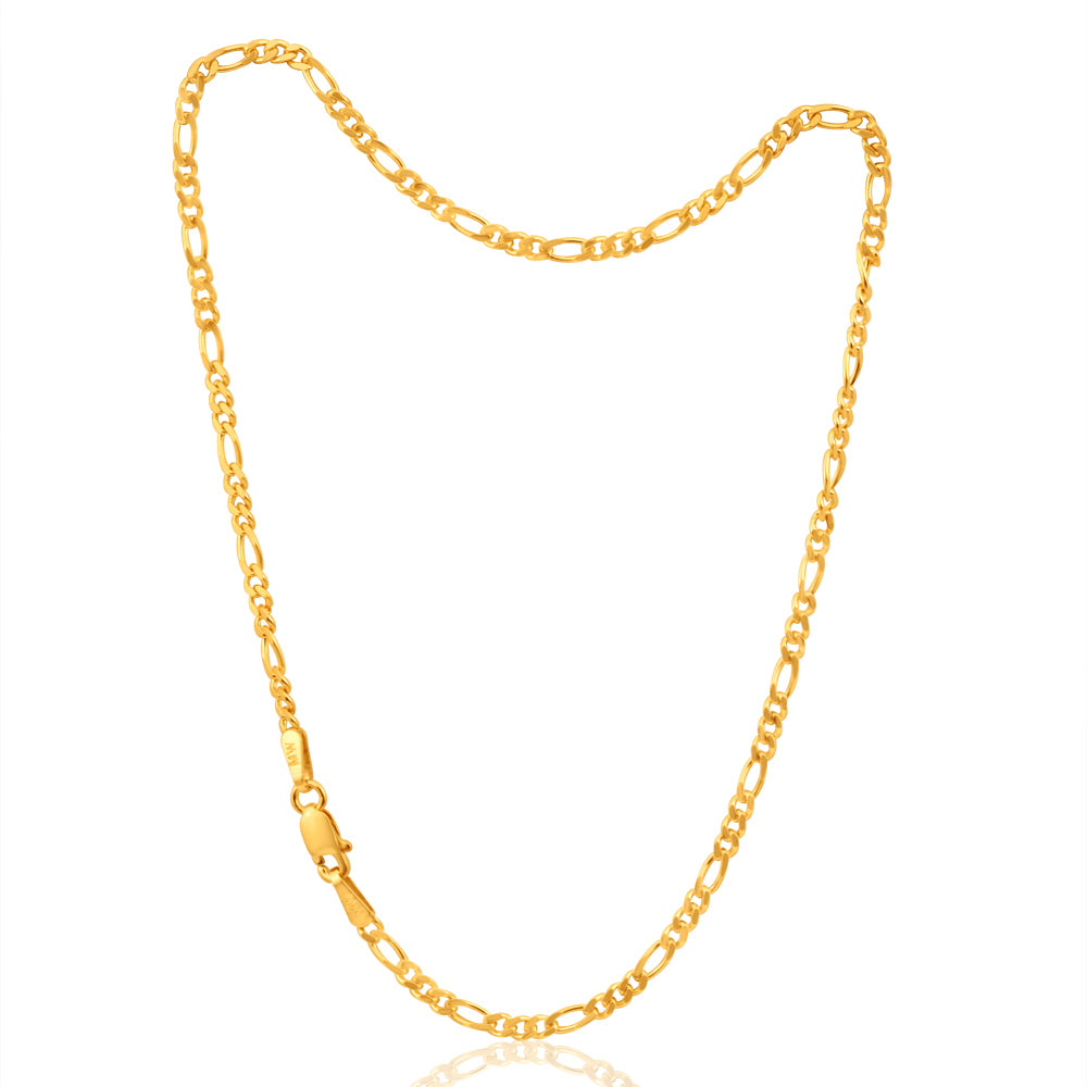 9ct Yellow Gold 1:3 Figaro Chain Anklet 25cm 60 Gauge - Elegant Women's Ankle Bracelet for Everyday Wear & Special Occasions