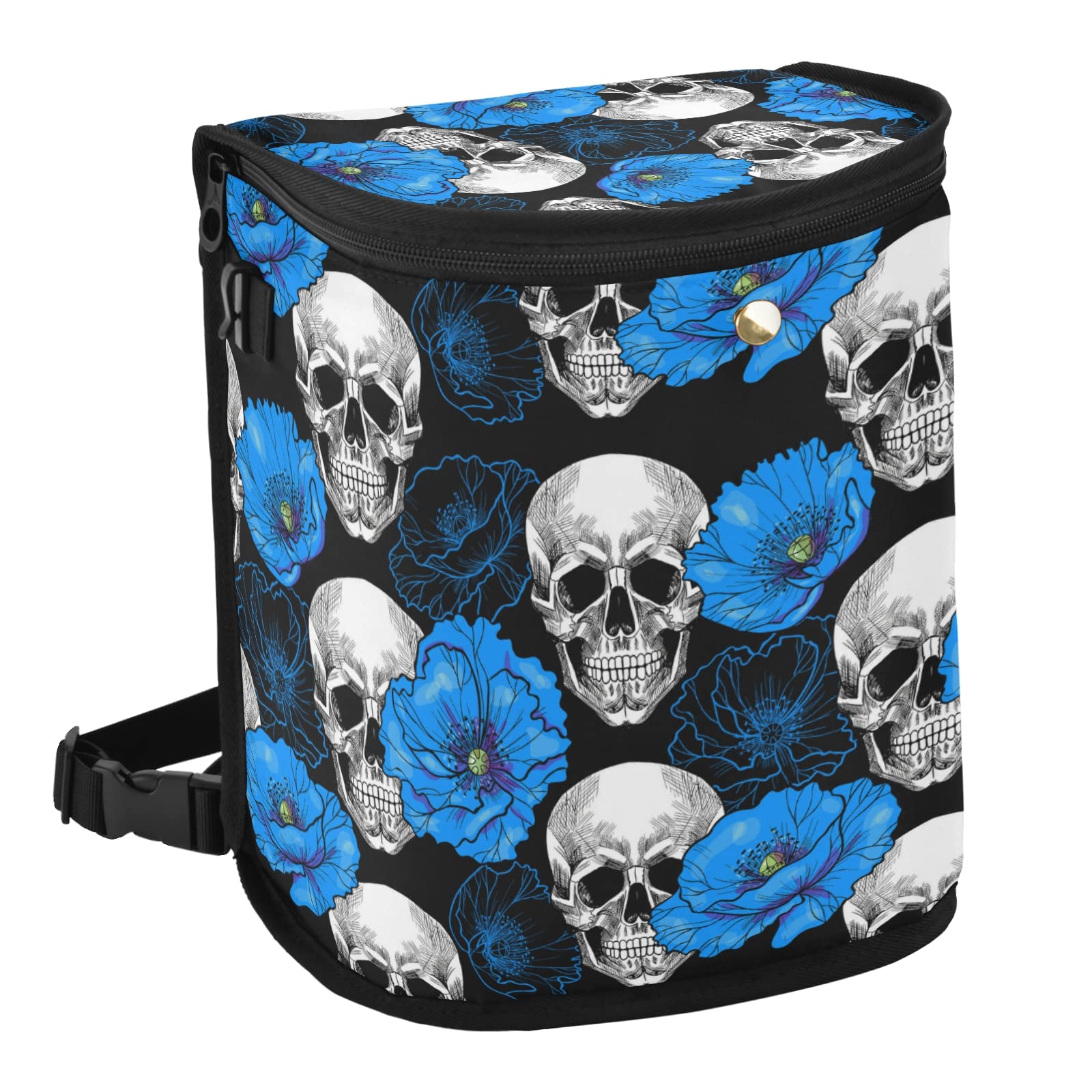 J JOYSAY Collapsible Car Trash Can - Leakproof Hanging Garbage Bag with Skull Flower Design, Portable Car Organizer Bin for Drivers & Travelers | Perfect for Road Trips, Commuting & Keeping Your Vehicle Clean