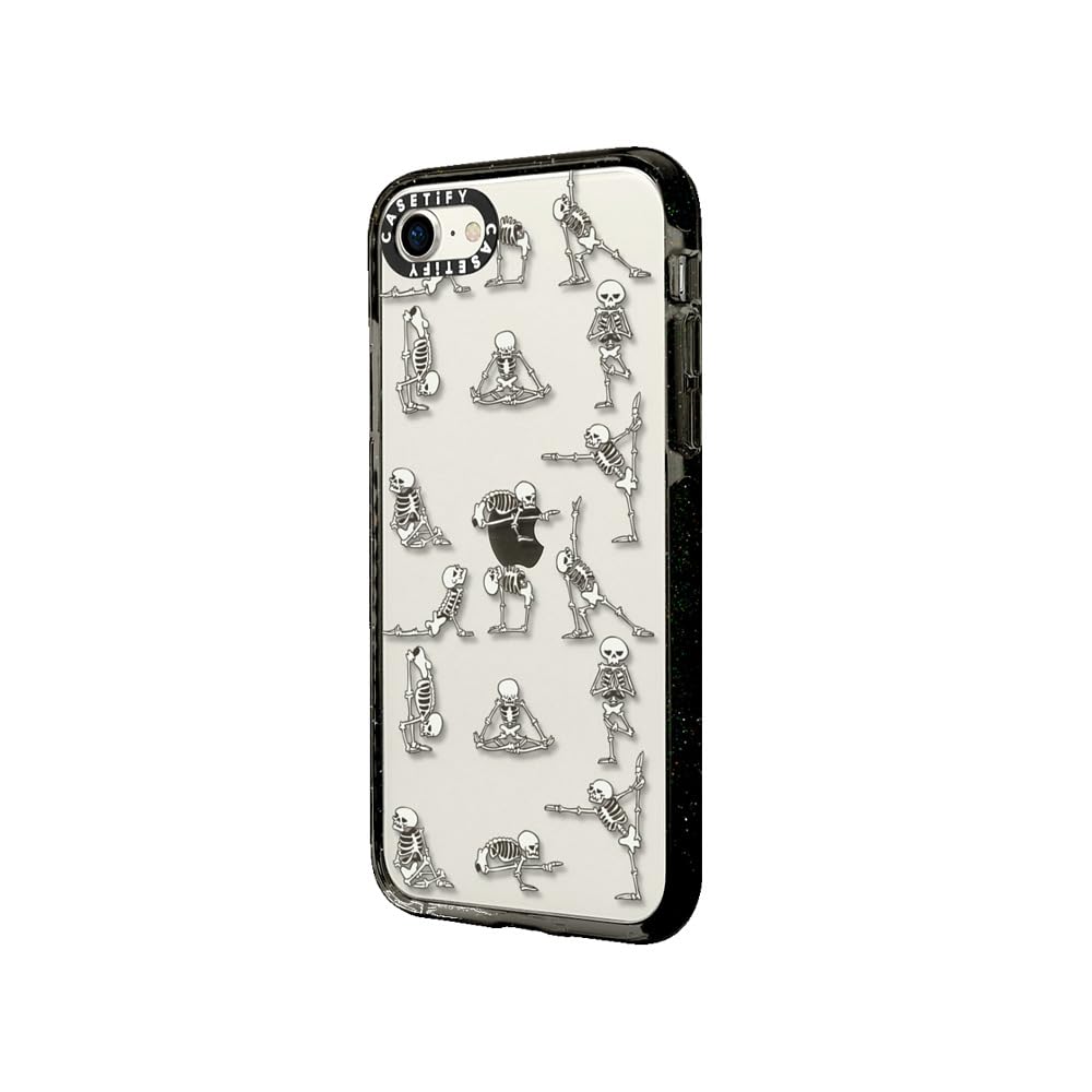 CASETiFY Impact Case for iPhone SE (2020/2022) & iPhone 7/8 - Skeleton Yoga Design - Clear Black Protective Phone Cover - Perfect for Gym, Yoga & Everyday Use