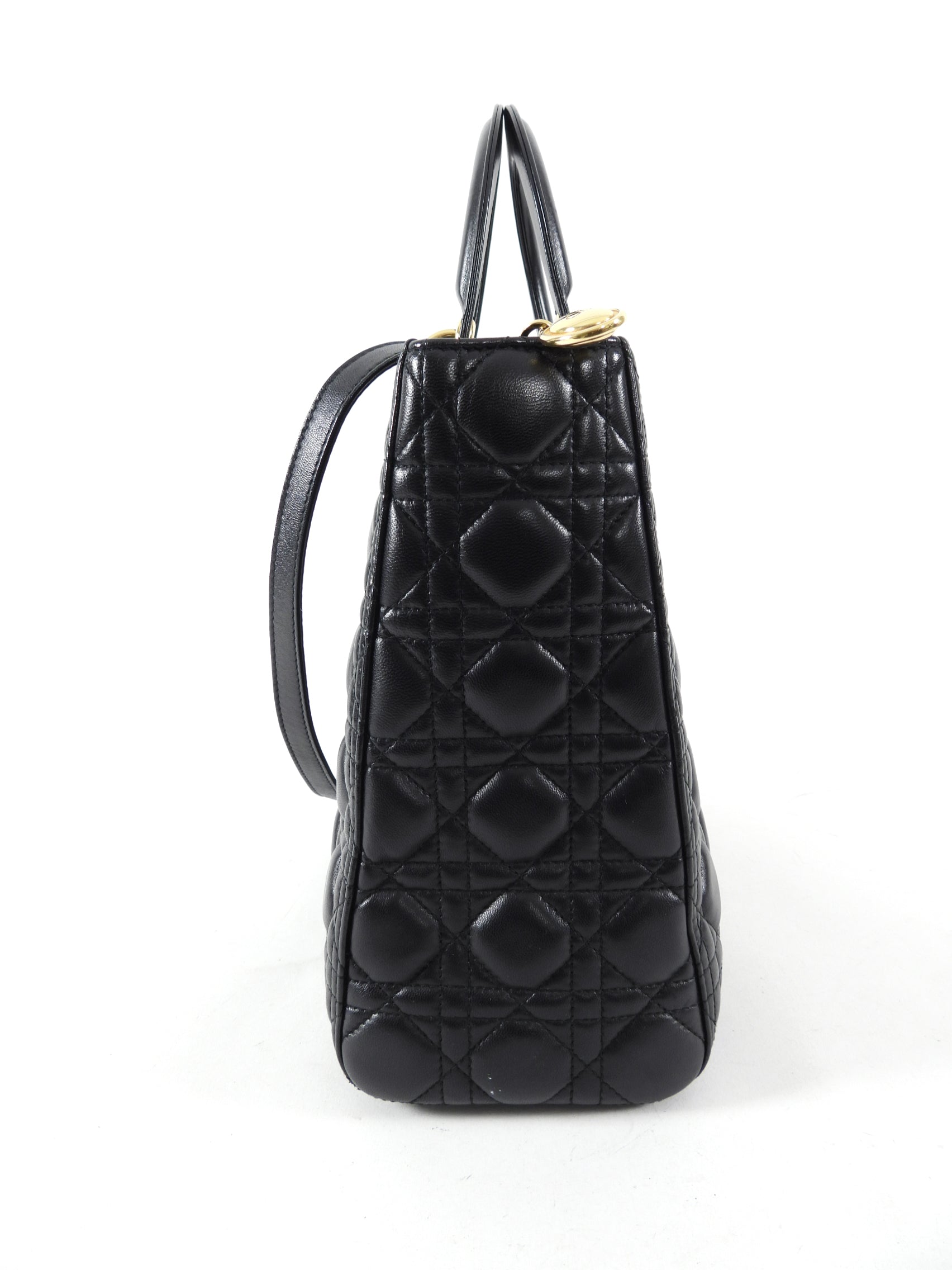 Dior Lady Dior Large Black Lambskin Cannage Tote Bag for Women | Luxury Designer Handbag | Perfect for Work, Evening Events & Travel
