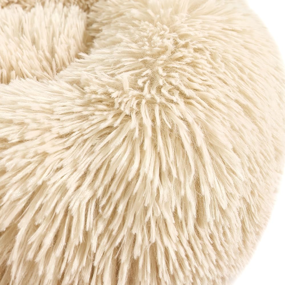 Otoez Round Donut Dog Bed for Medium Dogs - Washable Calming Pet Bed with Non-Slip Waterproof Bottom, Plush Fluffy Anti-Anxiety Cuddler for Cats & Dogs (31.5