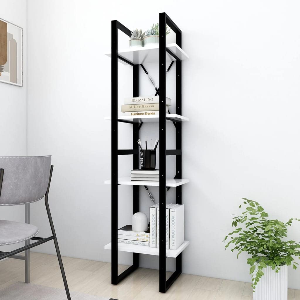 4-Tier Book Storage Cabinet - Multipurpose Bookshelf & Display Shelf for Living Room, Bedroom, Playroom - White Chipboard Organizer (15.7
