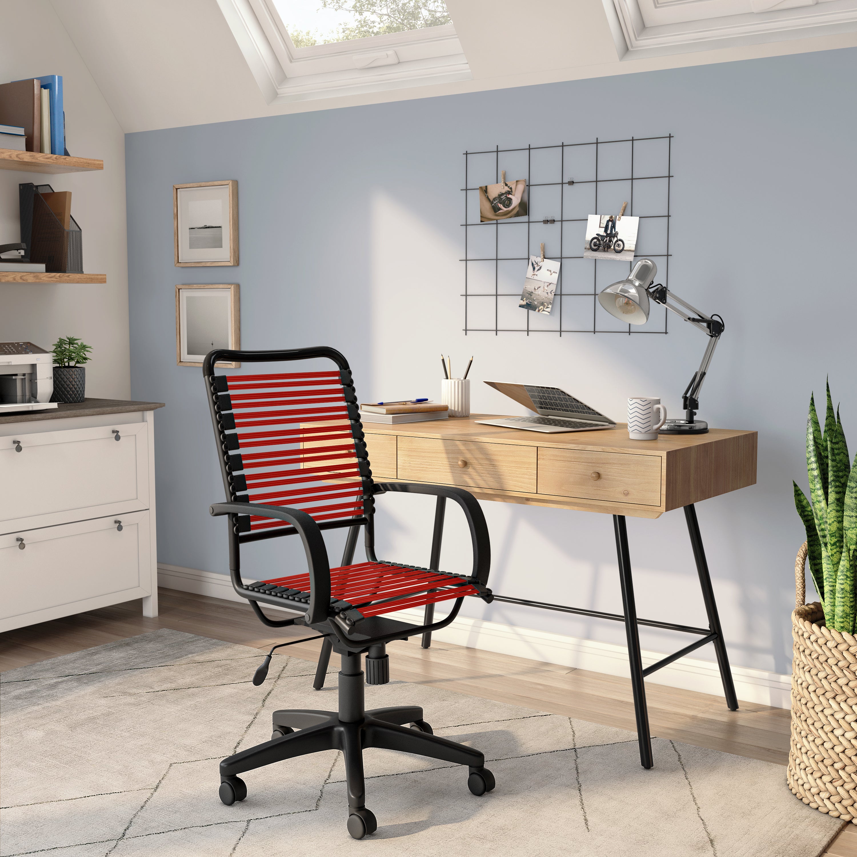Ergonomic Bungie Flat High Back Office Chair - Graphite Black Frame & Black Base - Perfect for Home Office, Gaming, and Workspace Comfort