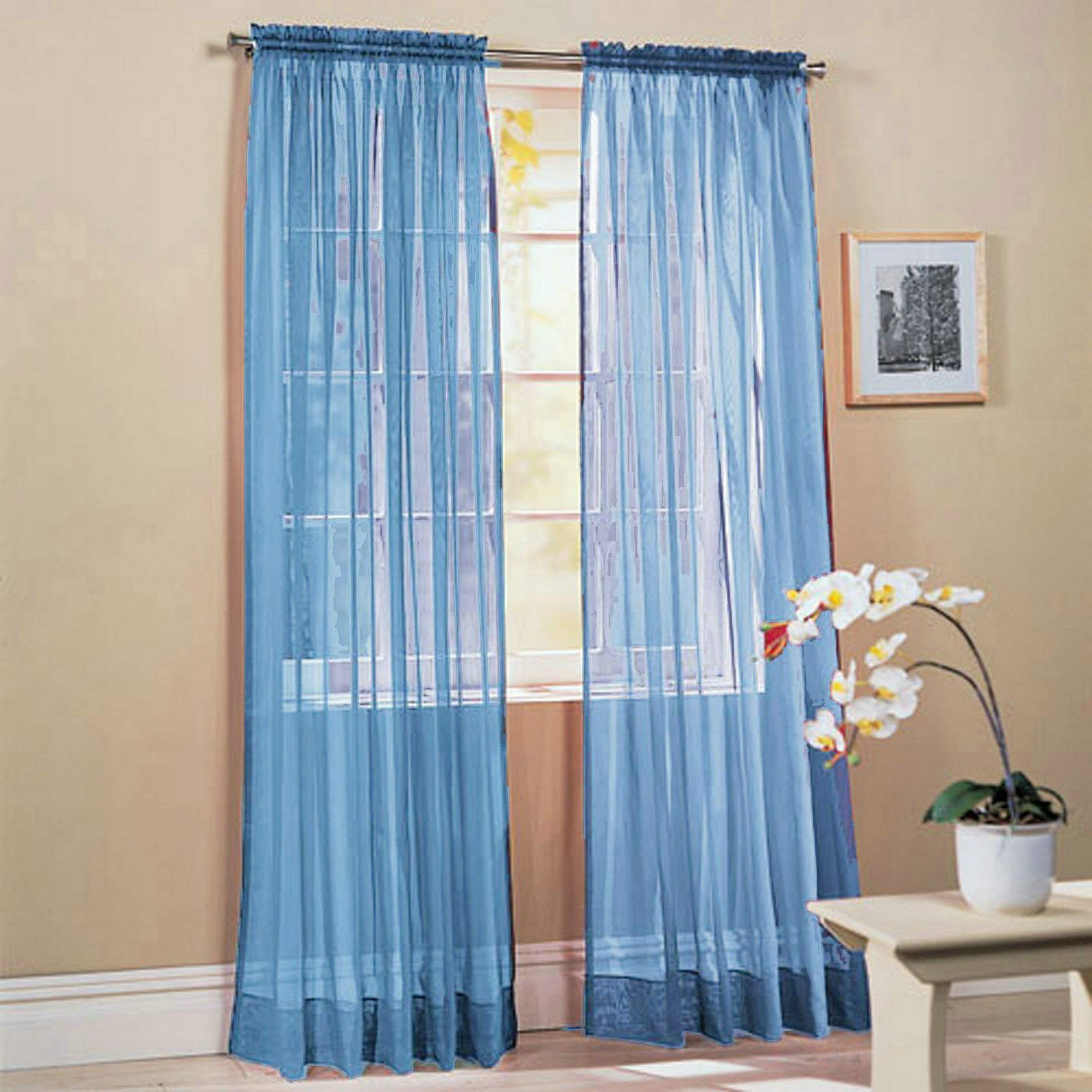 Totoro 2-Piece Solid Color Sheer Window Curtains - Blue/Pink/Green/Gold/Purple Options (40x80 Inches) | Blackout Drapes for Bedroom & Living Room | Anime Home Decor & Light Filtering Window Treatments