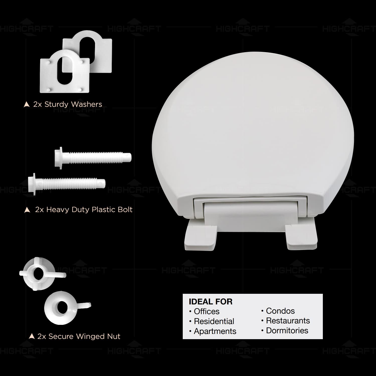 W4TSPE Elongated Plastic Toilet Seat with Slow Close Hinge - Easy to Remove & Install, White - Perfect for Bathroom Upgrade & Home Renovation