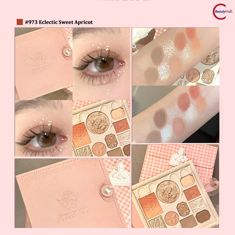 CHEERFLOR Angel Embossed Eyeshadow Palette - 12 Highly Pigmented Matte & Shimmer Eyeshadows for Day & Night Makeup Looks | Vegan & Cruelty-Free | Perfect for Parties, Weddings & Special Occasions