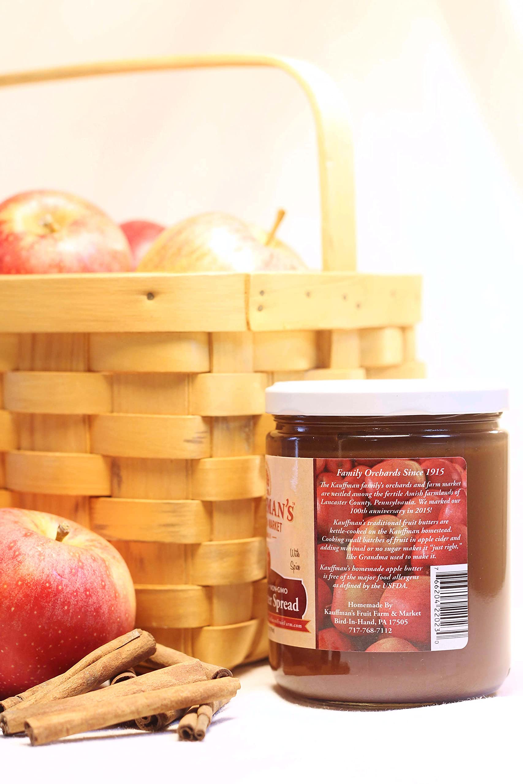Kauffman Orchards Homemade Apple Butter Spread - No Sugar Added, 17 Oz (Pack of 12) | Gluten-Free, Vegan-Friendly Fruit Preserve for Toast, Pancakes & Baking | Perfect Breakfast Spread & Gift Idea