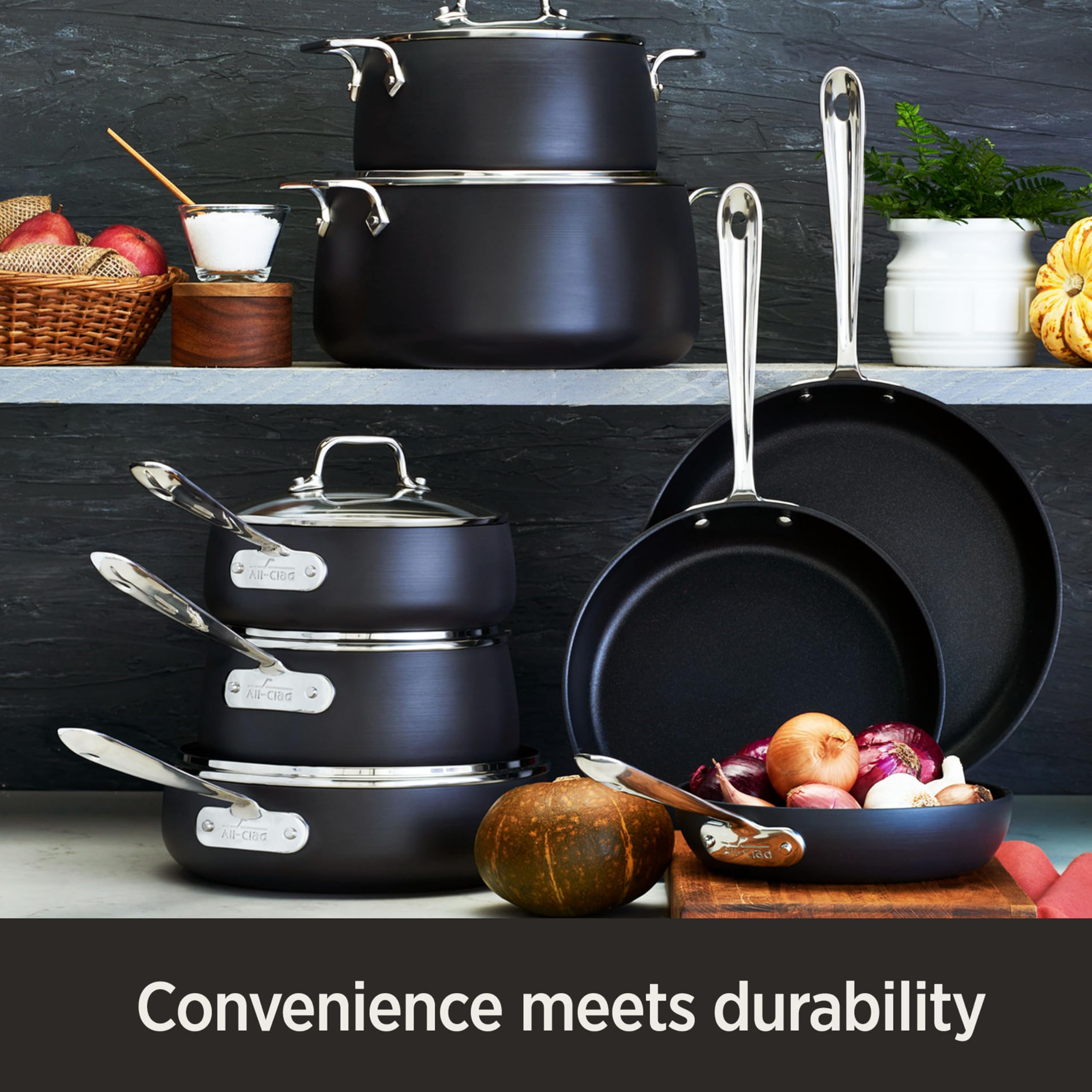 All-Clad HA1 Hard Anodized Nonstick Fry Pan Set - 2-Piece (8 & 10 Inch) Induction Compatible, Oven & Broiler Safe up to 500°F - Premium Black Cookware for Sautéing, Frying & Baking - Dishwasher Safe for Easy Cleaning