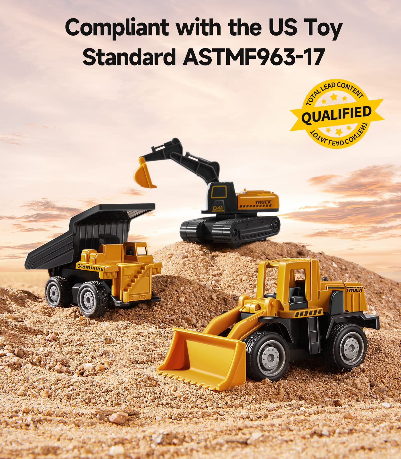 Geyiie Alloy Mini Construction Vehicles Set - Die Cast Small Bulldozer, Excavator & Dump Truck Toys - Heavy Duty Metal Construction Toy Cars for Kids & Toddlers - Perfect for Outdoor Play, Easter Gifts & Construction Theme Parties