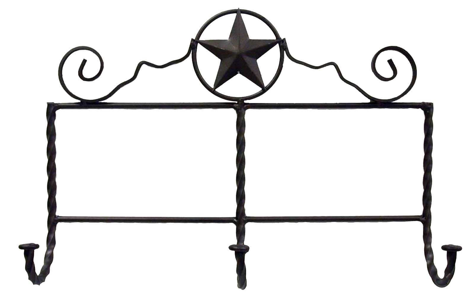 3-Pack Iron Triple Hook Star Design Wall Hangers - Heavy Duty Rustic Home Decor for Hanging Coats, Hats, Keys & Kitchen Utensils - Perfect for Entryway, Bedroom & Farmhouse Style Decor