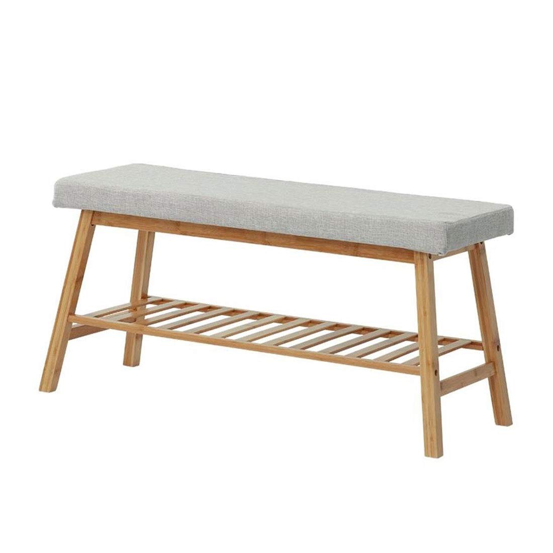 Gray Bamboo Shoe Bench with Sponge Cushion - Shoe Storage Organizer for Closet, Living Room, Hallway & Entryway - Durable Shoe Rack for Home Organization & Easy Shoe Access
