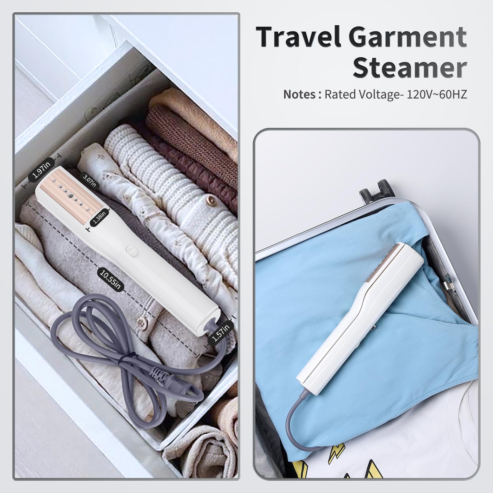 Portable Handheld Garment Steamer - 900W Mini Iron Steamer for Clothes, 3-in-1 Wet & Dry Ironing, 15s Fast Heat Up Wrinkle Remover for Home, Office & Travel (120V) | Perfect for Business Trips, Weddings & Quick Outfit Refresh