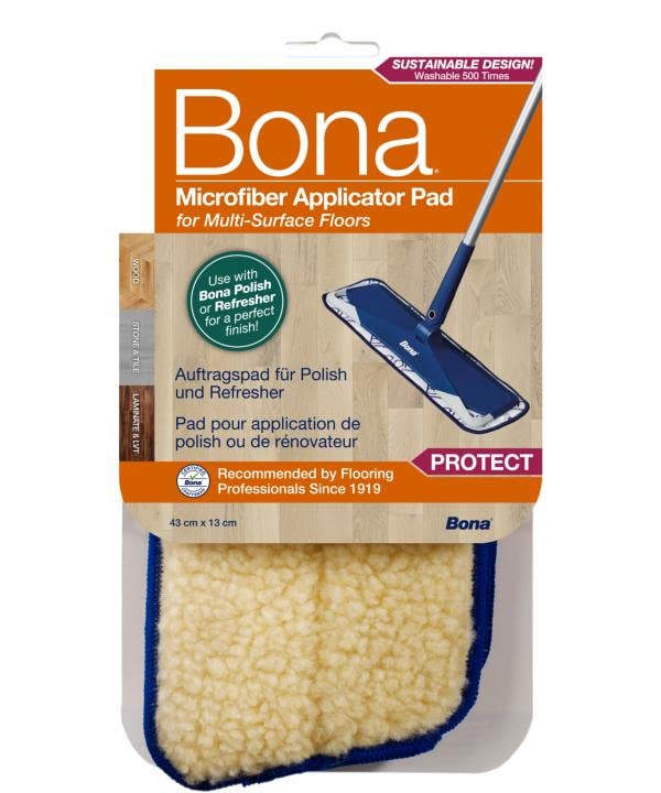 Bona Microfiber Applicator Pad for Hardwood Floors - Durable Floor Cleaning & Polishing Tool for Home & Office Use