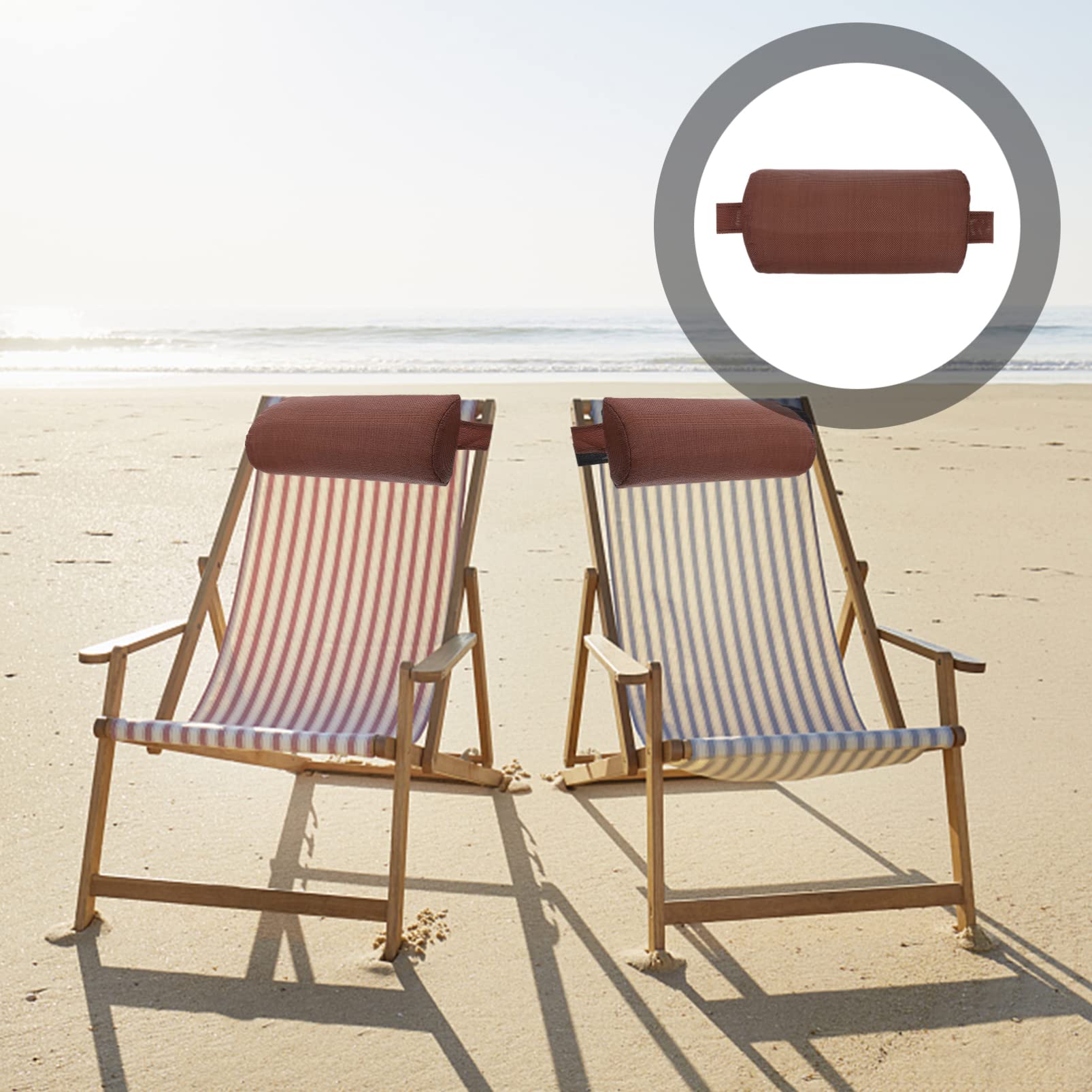 Yardwe Recliner Pillow - Removable Padded Headrest with Elastic Band for Beach Chair, Lounge Chair, and Coffee Chair - Comfortable Head and Neck Support for Relaxing at Beach, Poolside, or Home