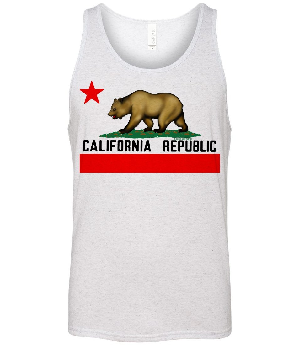 California Republic Flag Dolphin Shirt Co Triblend Tank Top - Lightweight & Breathable for Summer, Beach, and Outdoor Activities