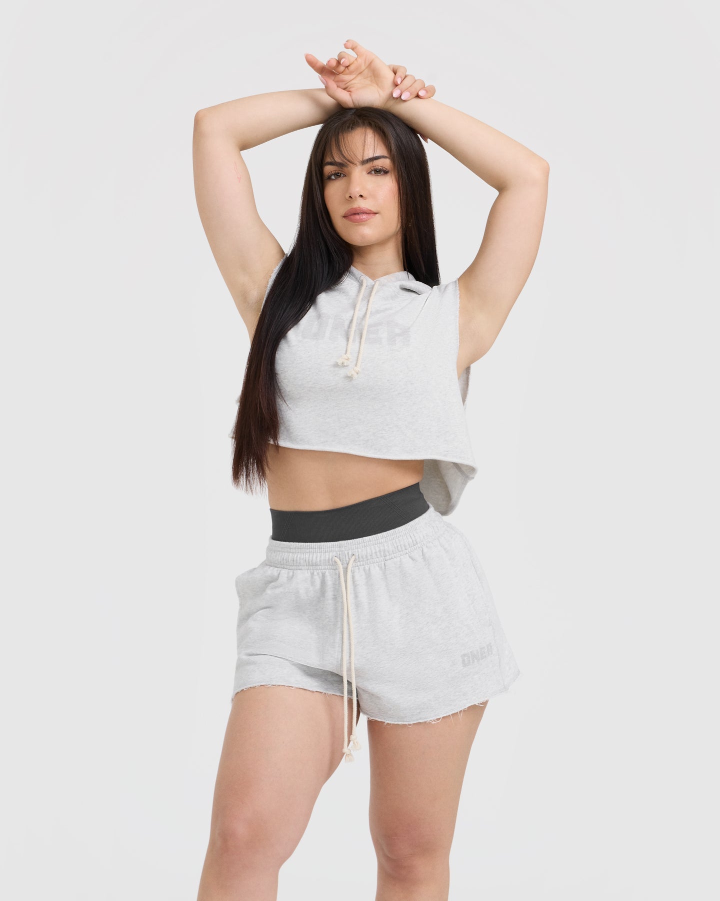 Raw Lounge Sleeveless Crop Hoodie for Women - Light Grey Marl | Summer Streetwear, Gym Wear & Casual Outfits