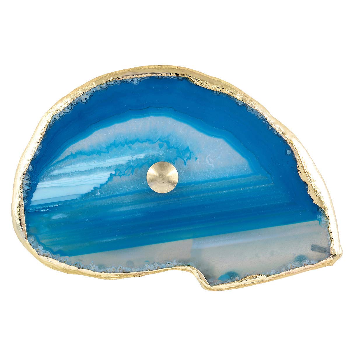 Blue Agate Knobs for Drawers & Cabinets - Gold Plated Edge - Pack of 4 - Elegant Home Decor