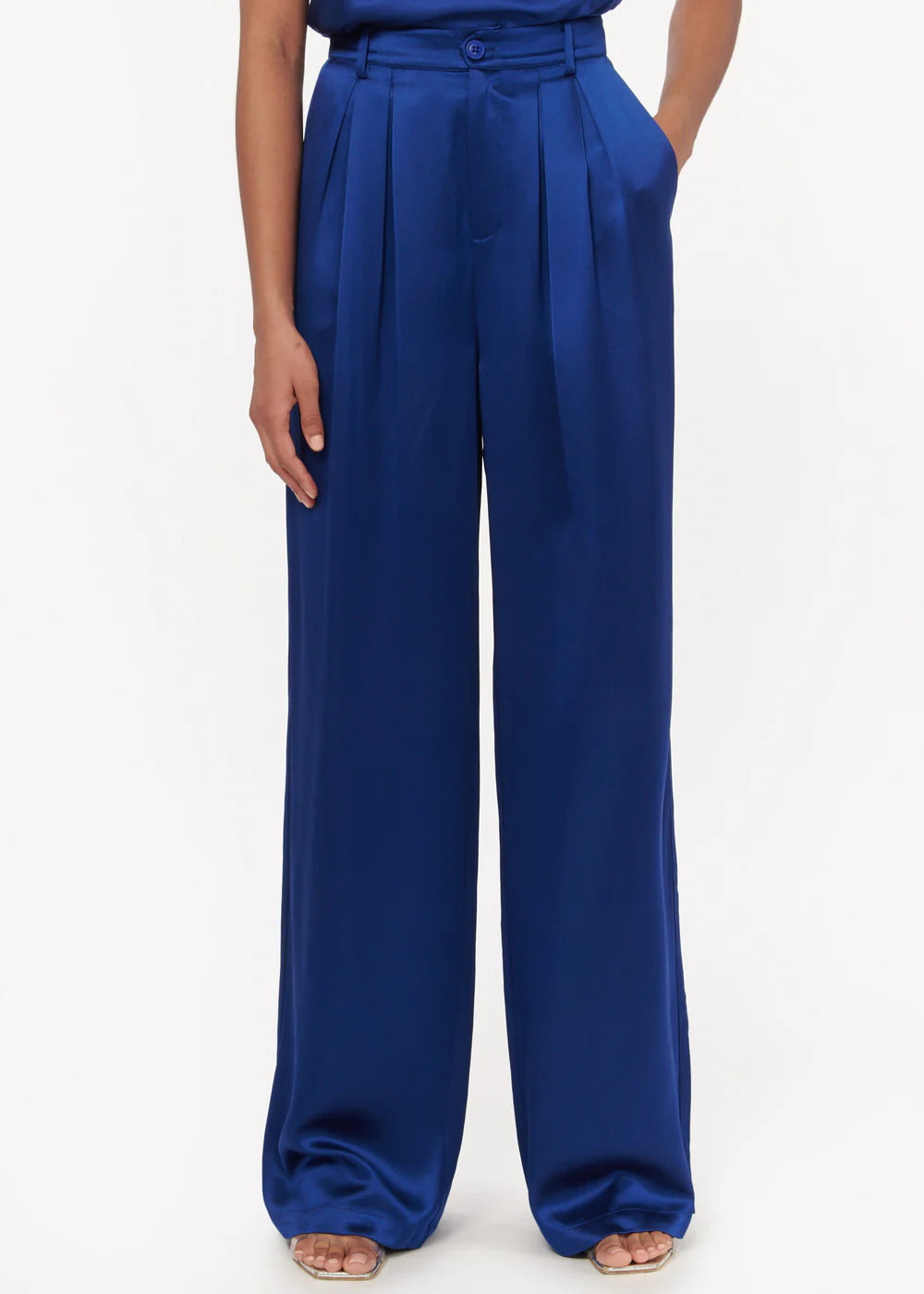 Davina Women's Lapis Blue Dress Pants - Comfortable Office & Business Casual Trousers for Work, Travel & Formal Occasions