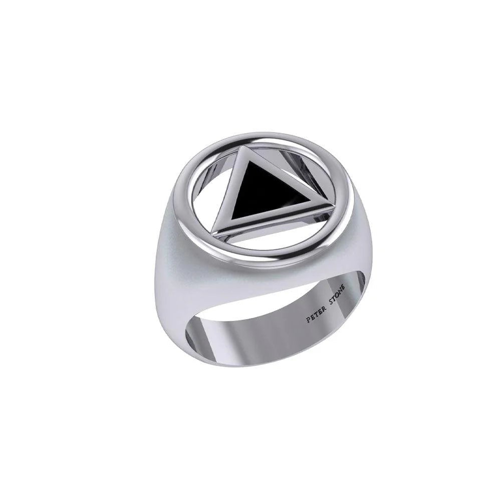Sterling Silver Recovery Ring with Genuine Inlaid Stone - Elegant Jewelry for Addiction Recovery, Sobriety Gifts & Special Occasions - TRI2396