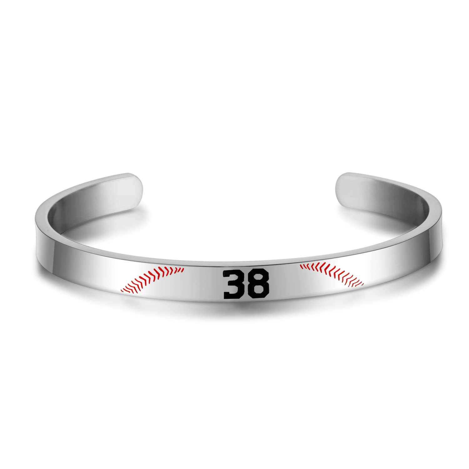 Susook Adjustable Stainless Steel Baseball Number Bracelet for Men & Women - Sporty Cuff Bangle Jewelry Gift for Baseball Players & Fans - Perfect for Games, Training & Casual Wear