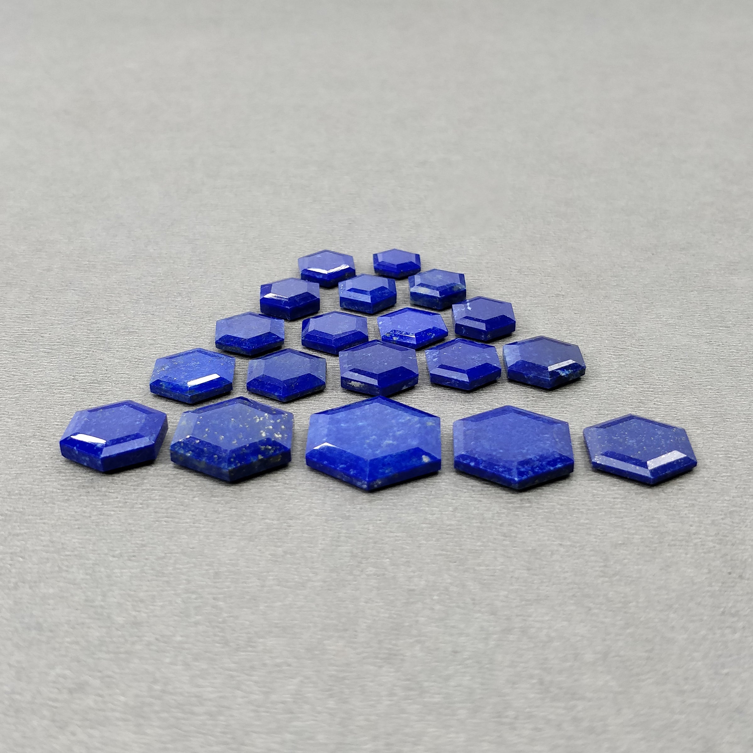 Natural Untreated Lapis Lazuli Gemstone Hexagon Cut - 73.30cts (19pcs) 9x8mm Blue Lapis Lazuli Beads for Jewelry Making & Spiritual Healing