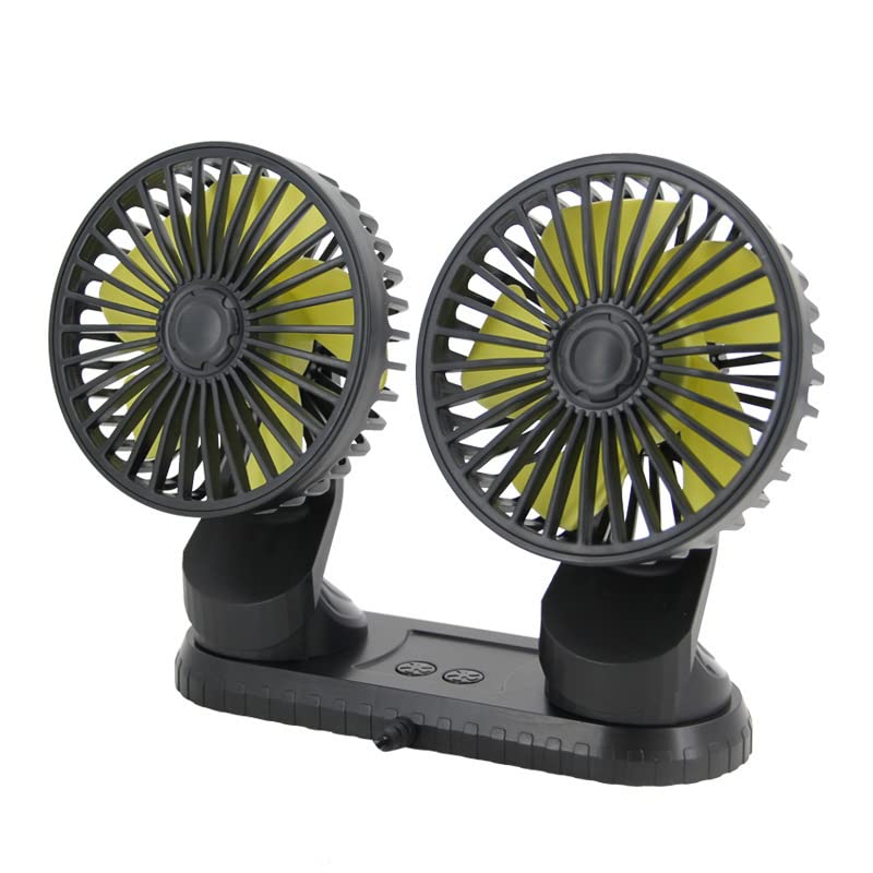 360° Adjustable Dual Head Car Fan with Aromatherapy - 3-Speed USB Cooling Fan for Cars, Trucks, Vans, SUVs, RVs & Boats - Perfect for Road Trips, Commuting & Home Use (Dual Fans)