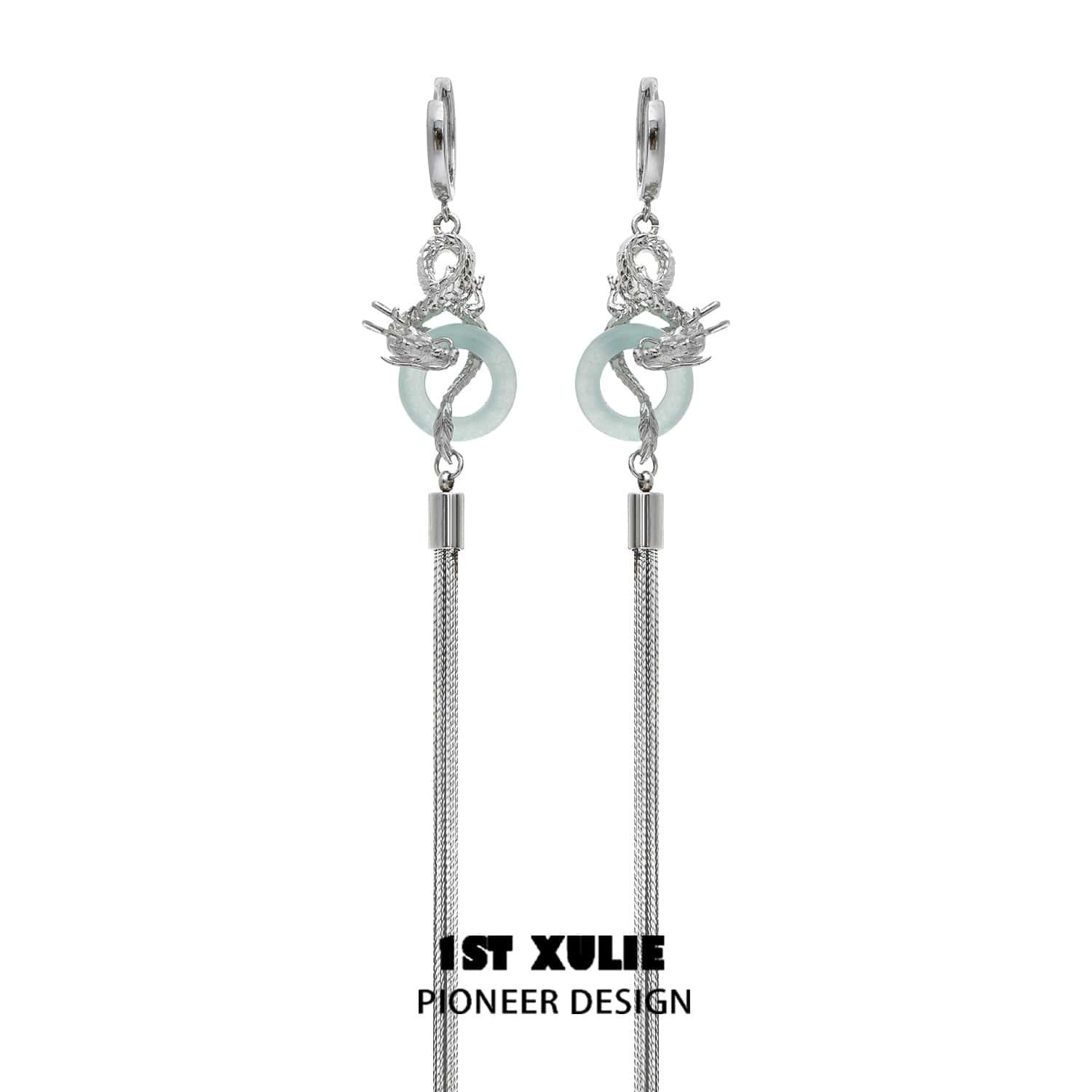 24K Gold & 18K Platinum Plated Quartz Jade Tassel Earrings for Women - Elegant Dangle Drop Earrings for Party, Wedding & Special Occasions